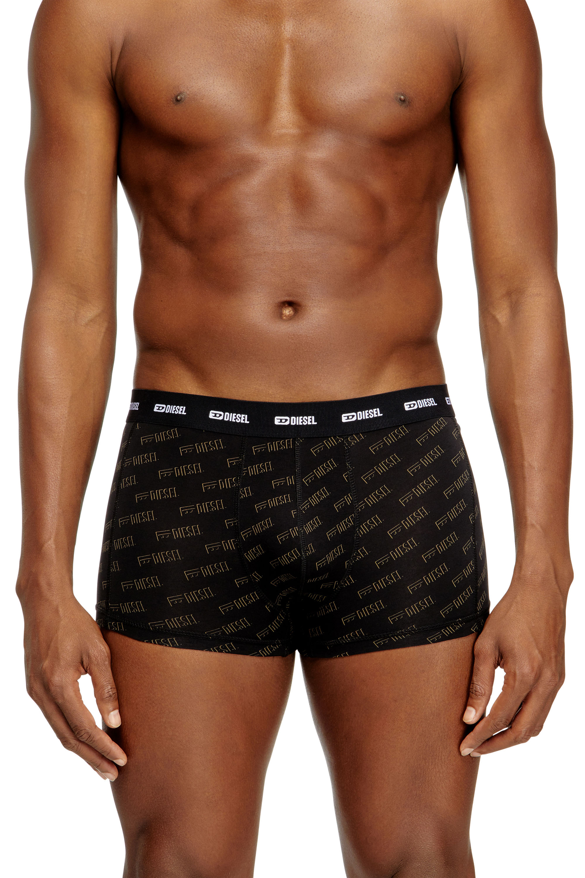 Diesel Herr Svart - Three-Pack Boxer Briefs With Stylised Logo - Trunks - Man Stor