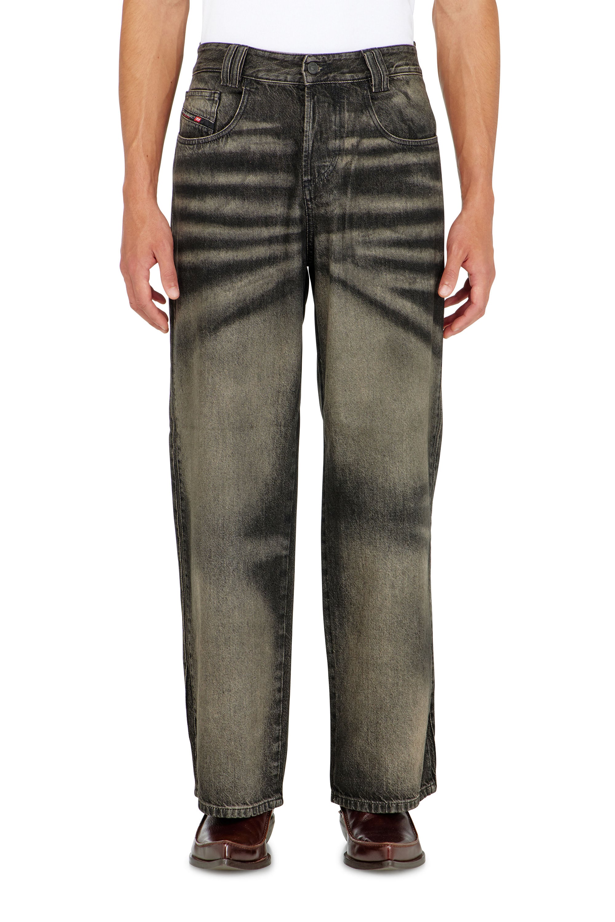 Diesel Relaxed Jeans High Waist 1982 D-Hakou, Black/Dark grey, Button fly