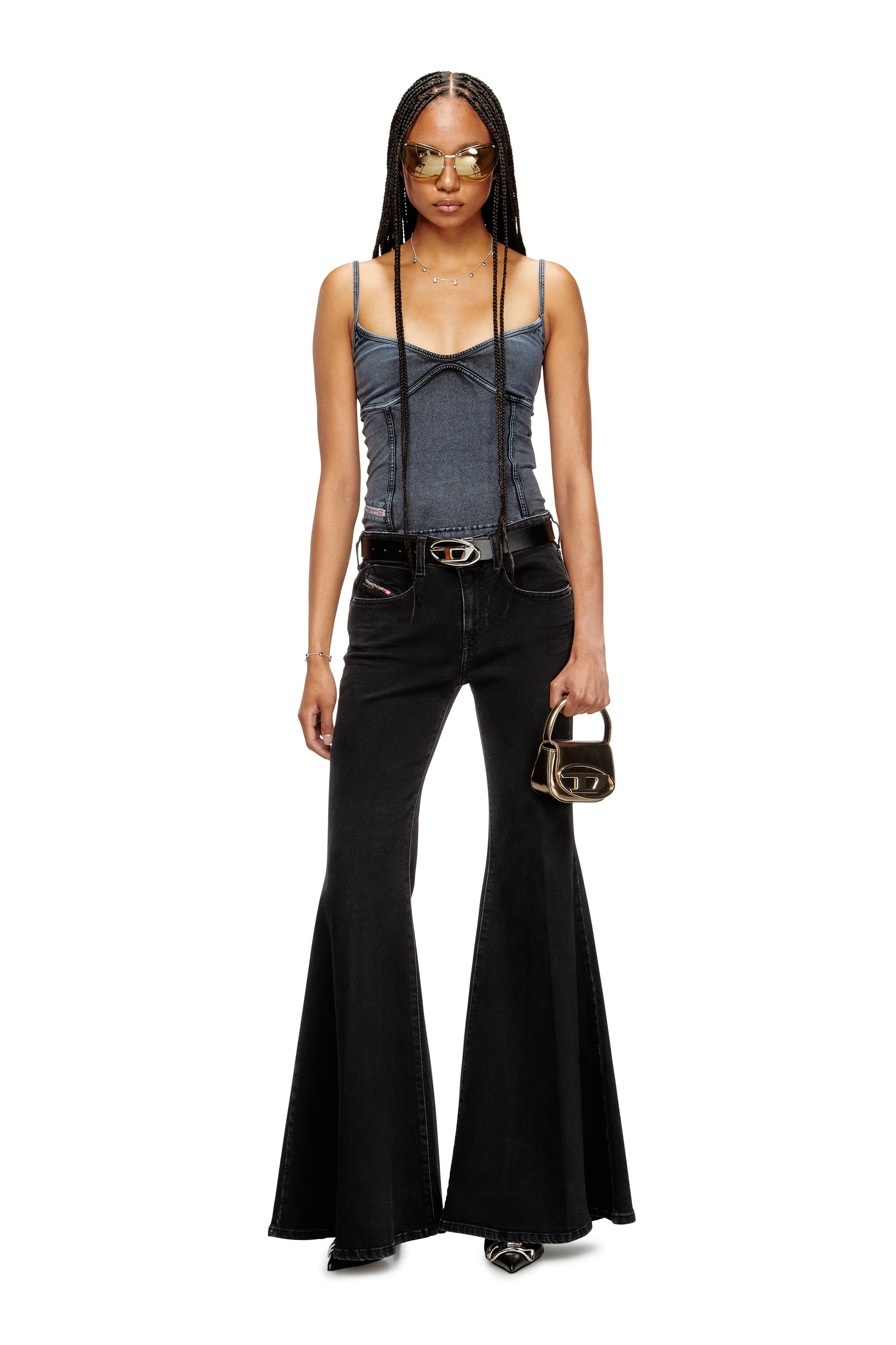 Diesel - Woman's Flare Jeans 1970 D-Bleess 09M69, Black/Dark grey - 2