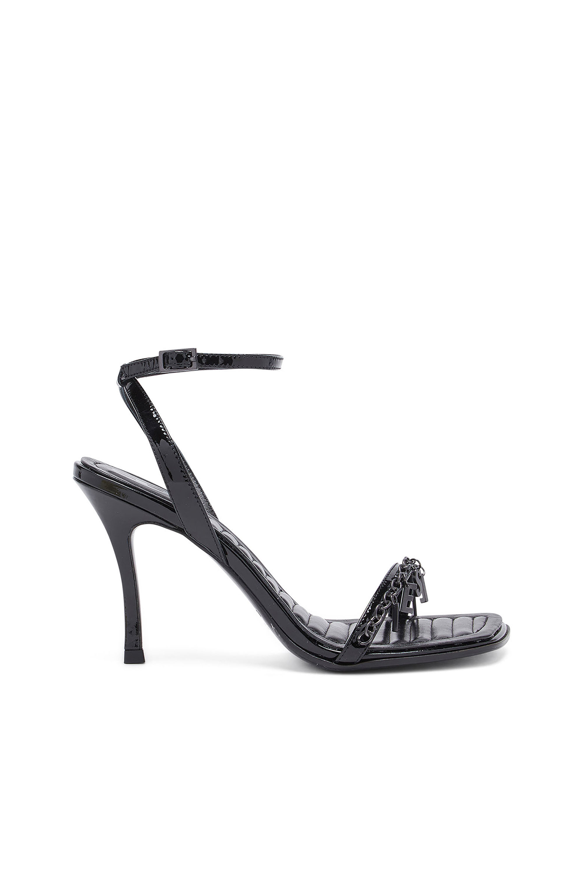 Diesel - D-Vina Sdl - Strappy sandals in metallic leather - Sandals - Woman - Black