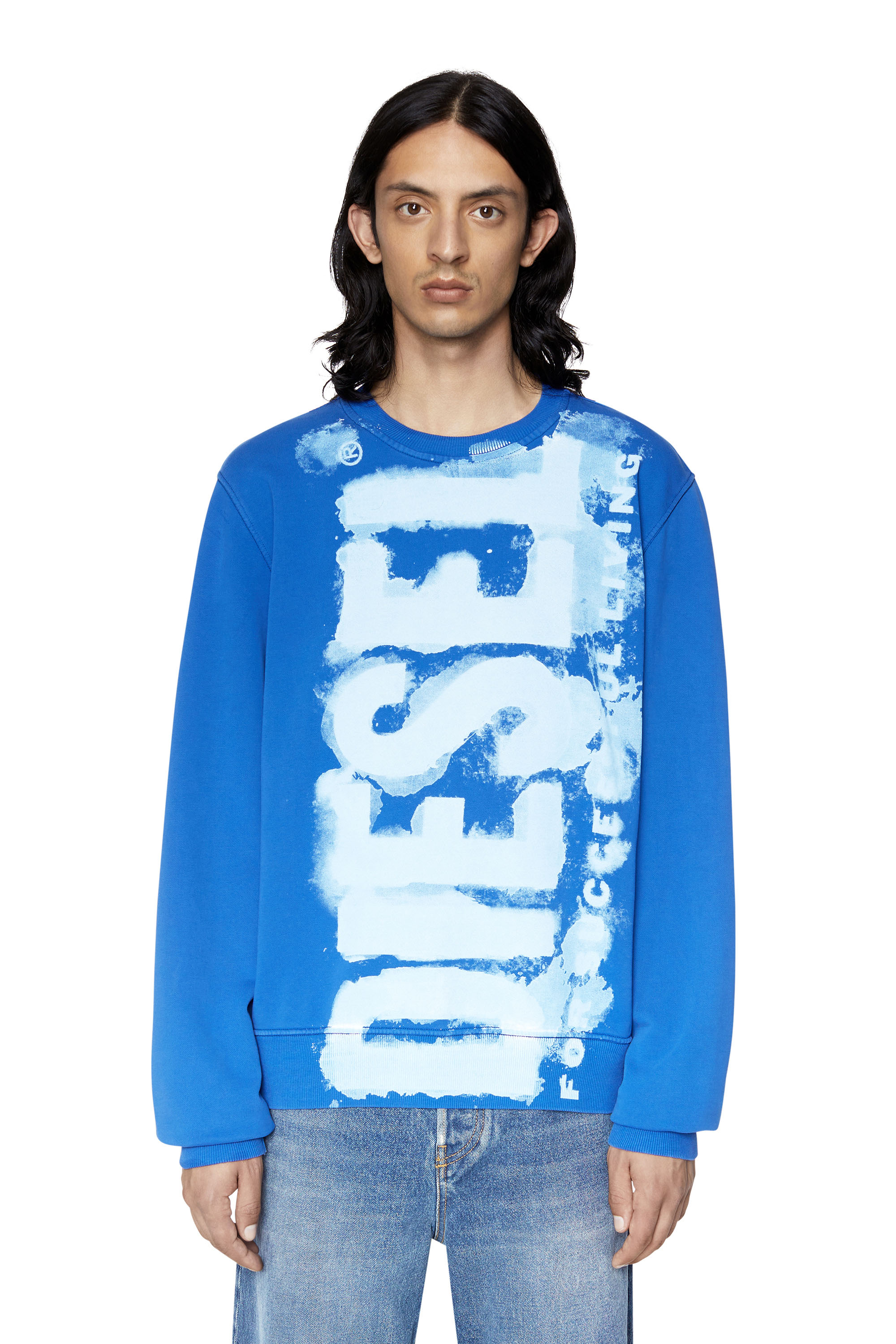 Diesel Sweatshirt With Bleeding-effect Logo In Blue
