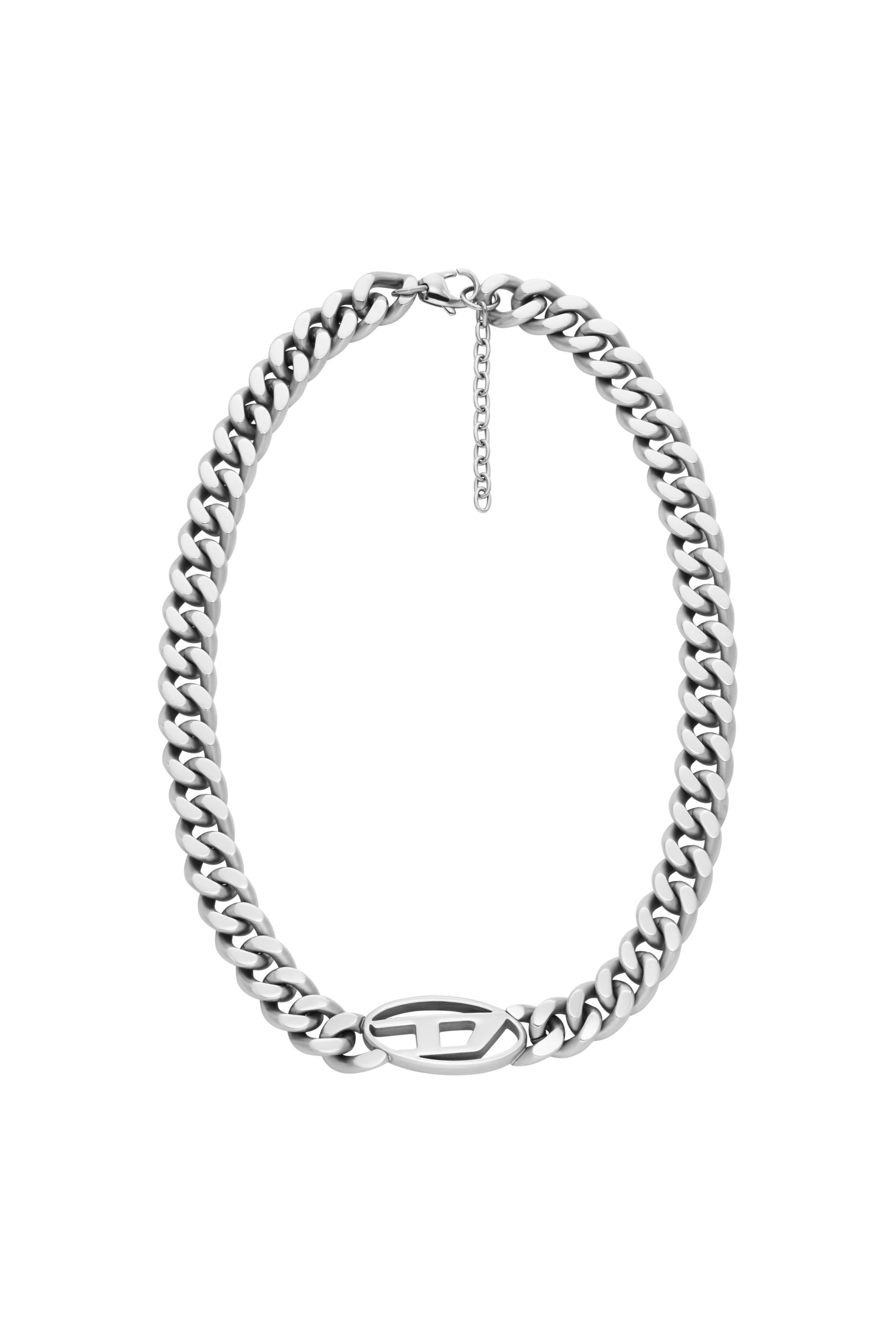 Diesel Men's Silver - Oval D Logo Choker Necklace - Necklaces - Man Uni