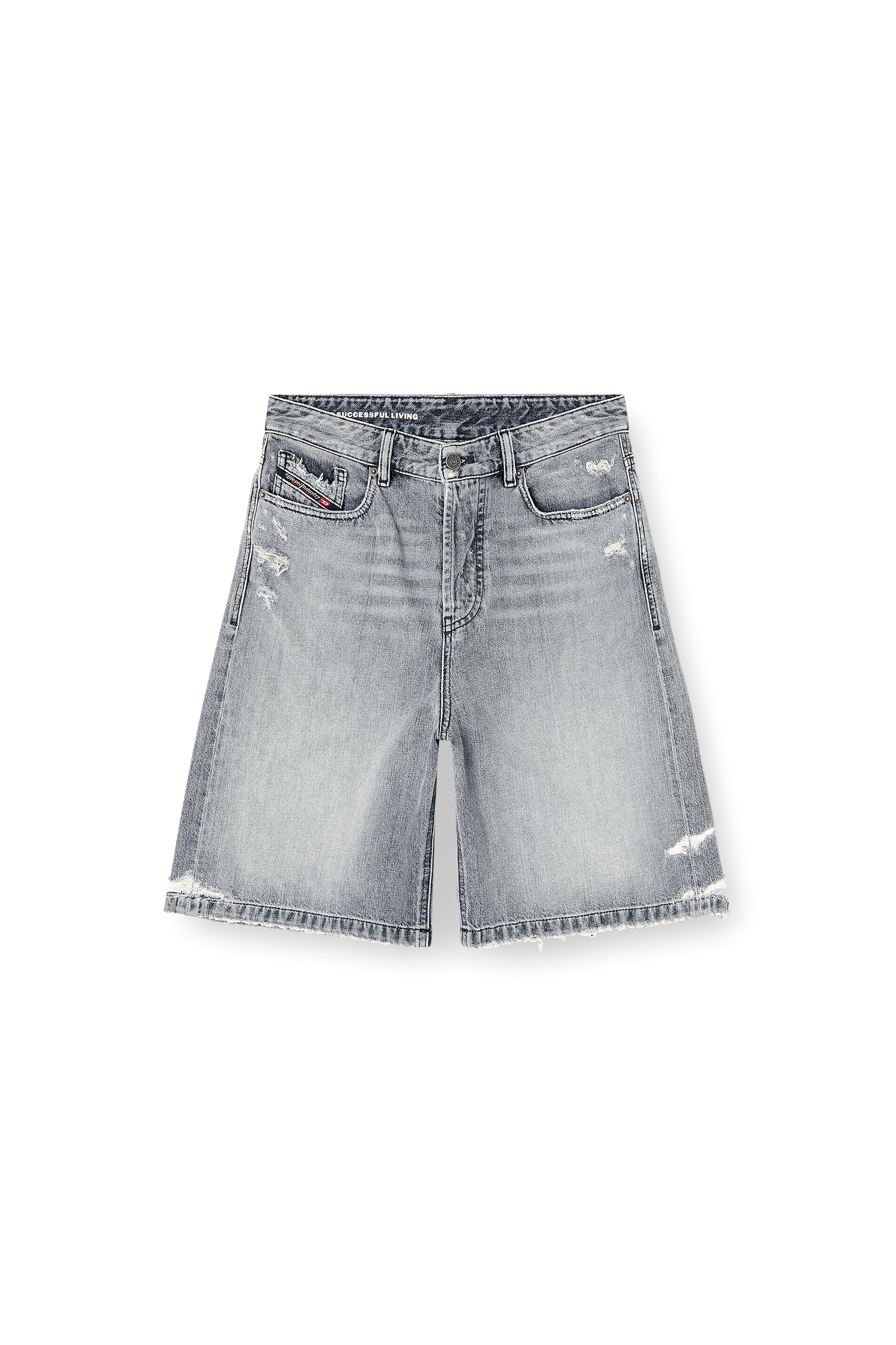 Diesel - DE-SIRE-SHORT, Woman's Denim shorts with frayed hems in Grey - 4