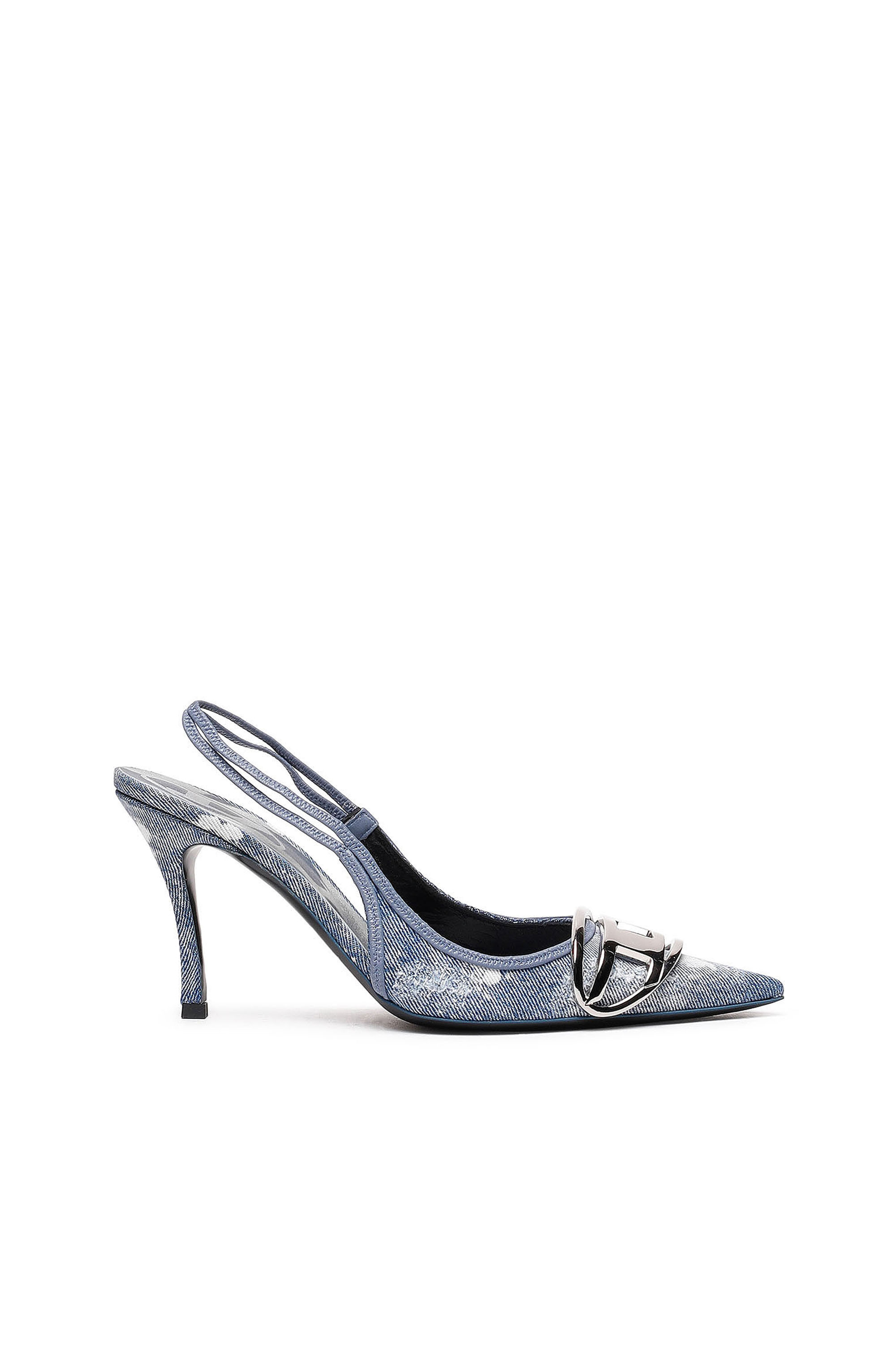 Diesel - D-Venus SB - Zapatos de salón sin talón en denim desgastado - Décolleté - Mujer - Azul marino