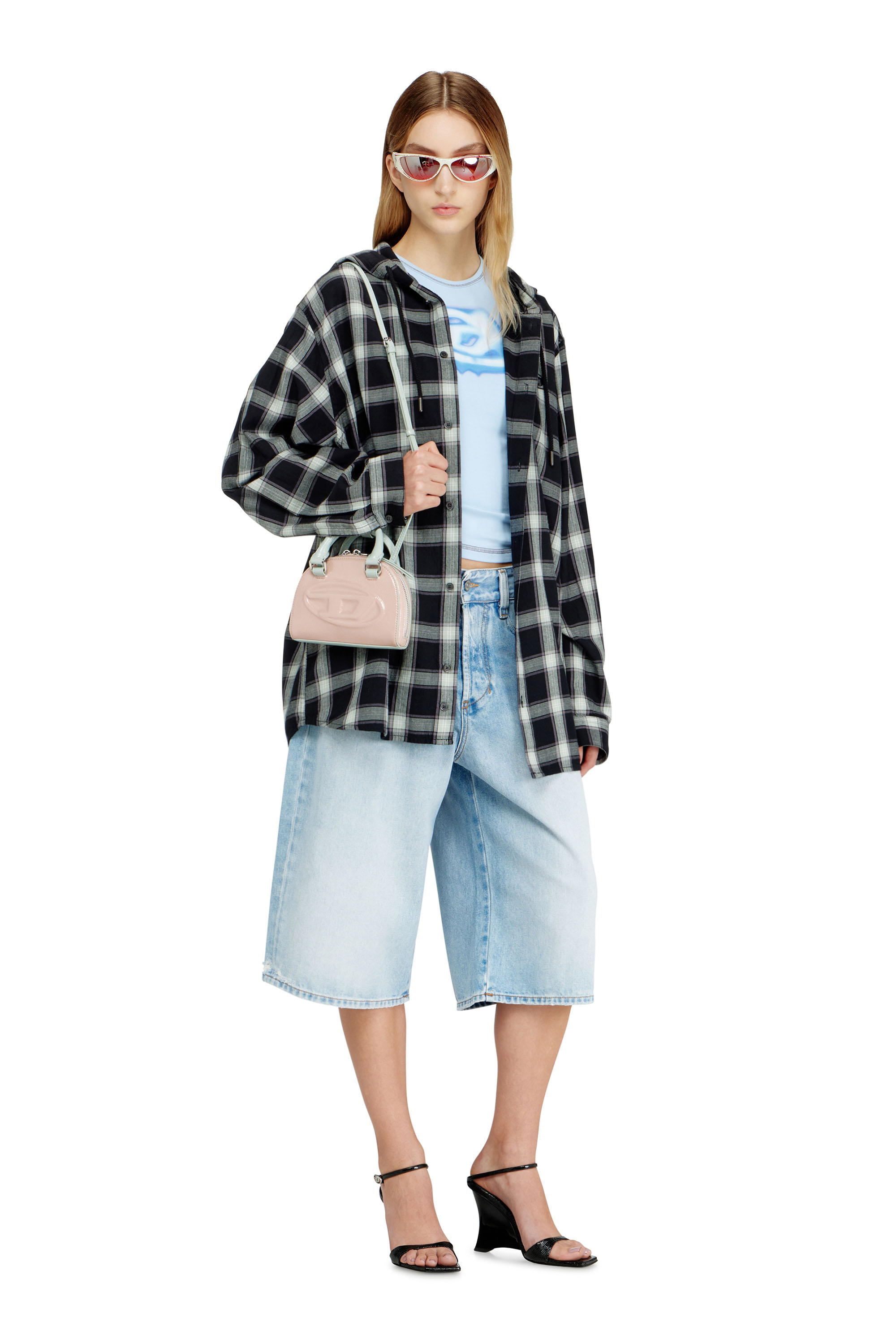 Diesel - 1DR DOME CROSSBODY XS, Woman's 1DR Dome-Mini bowling bag with naplak effect in Pink - 2