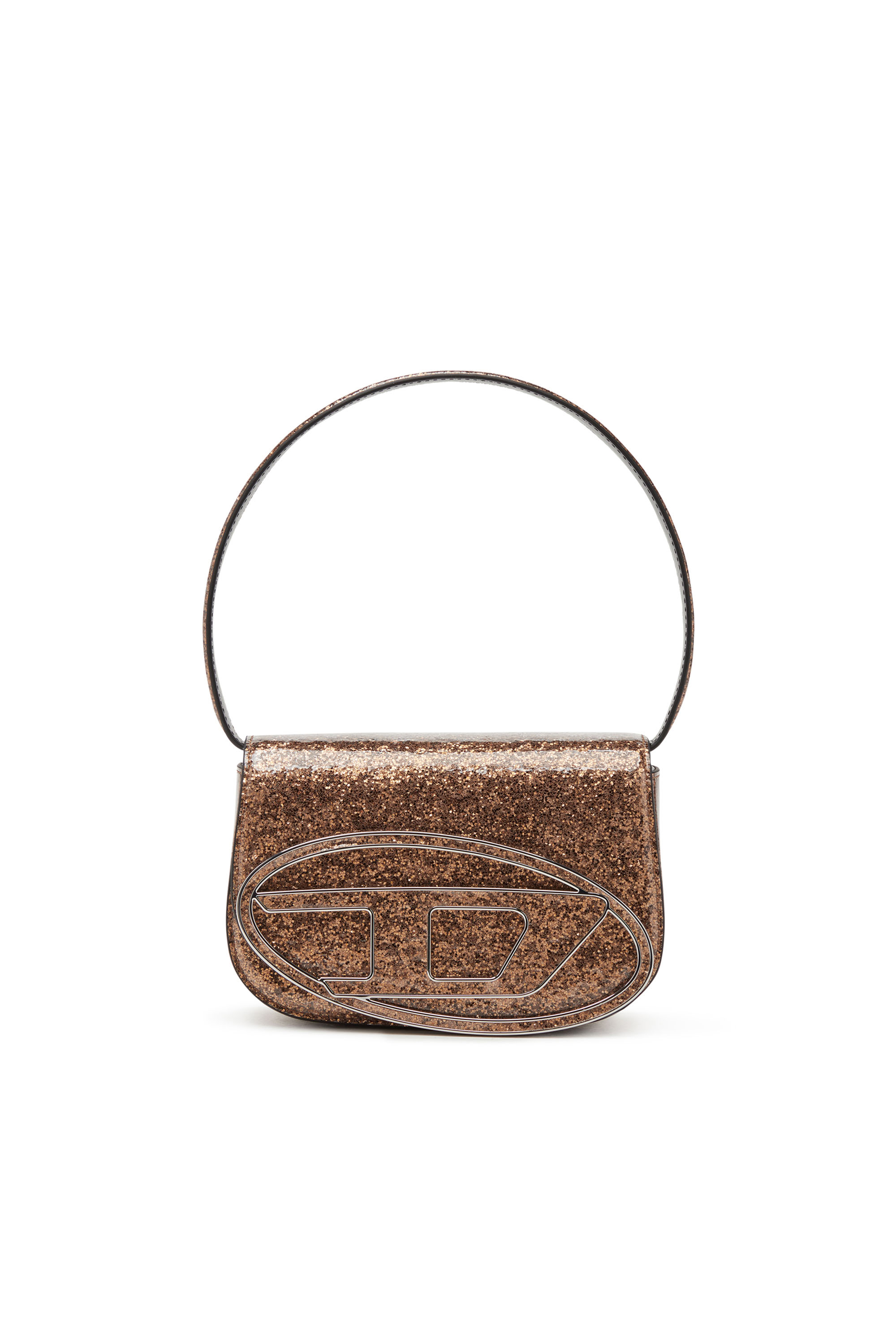 Shop Diesel Iconic Shoulder Bag With Macro Glitter In Brown