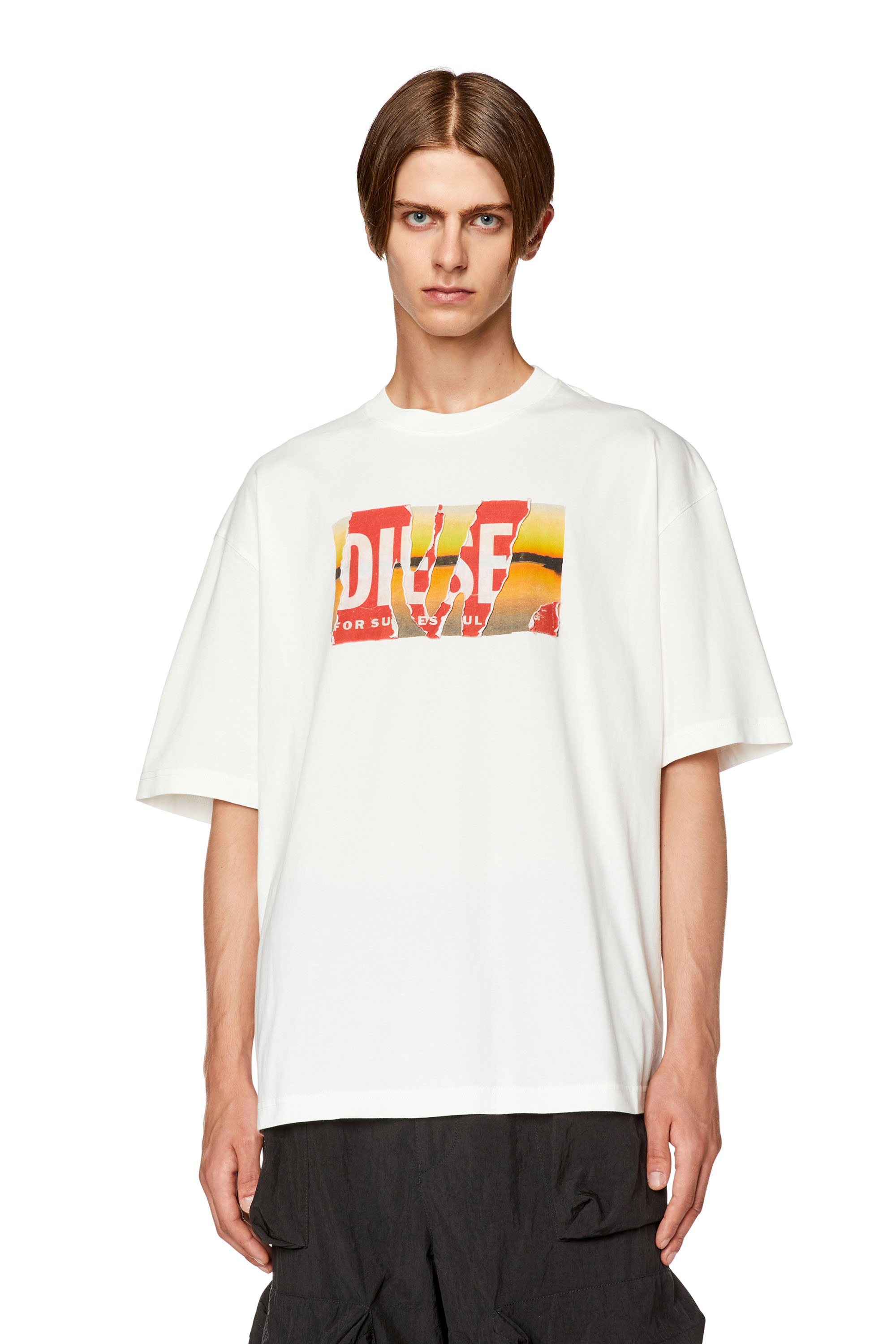 Diesel - T-shirt with peel-off logo - T-Shirts - Man - White