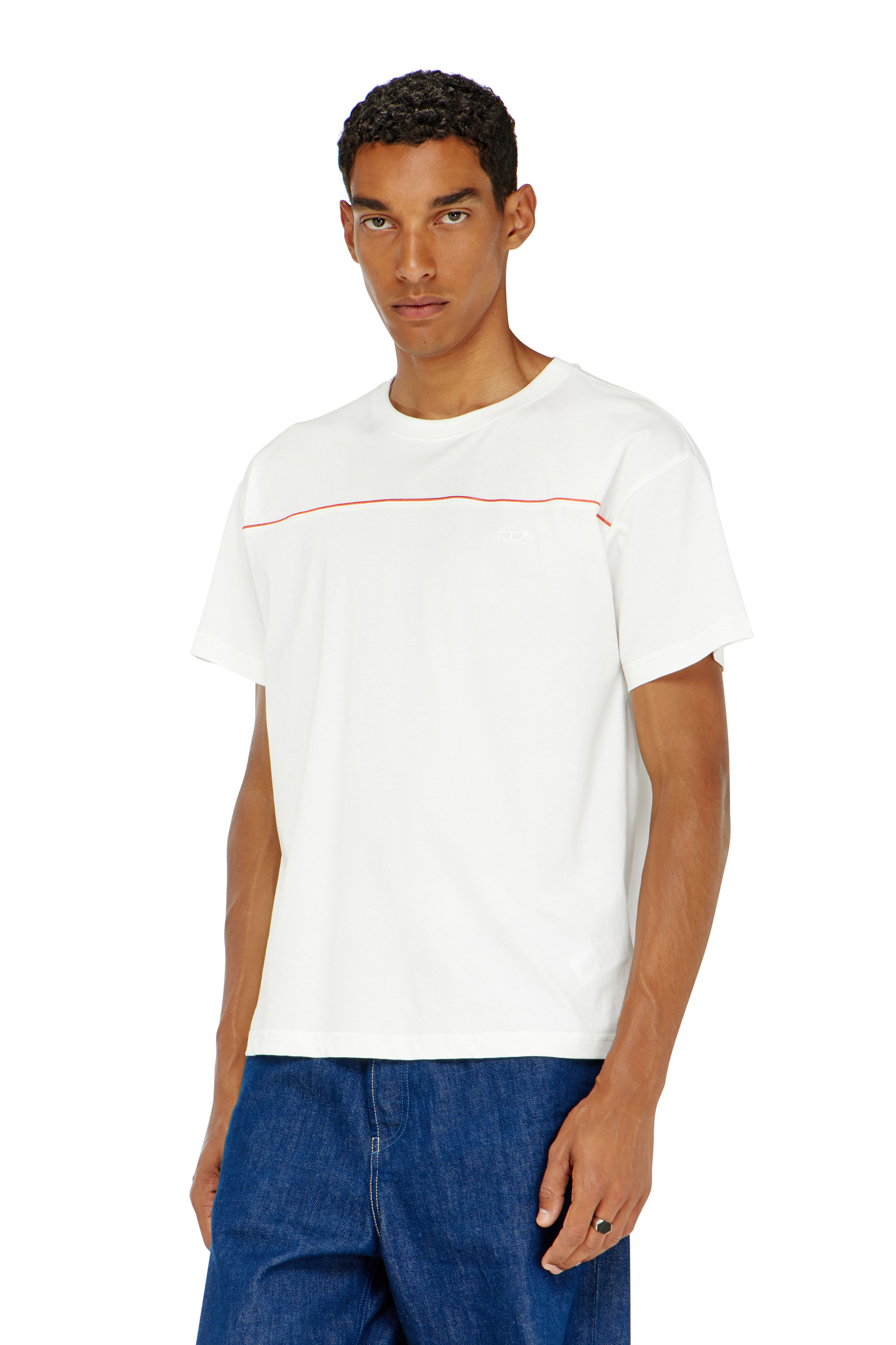 Diesel - T-shirt with contrast piping - T-Shirts - Man - White