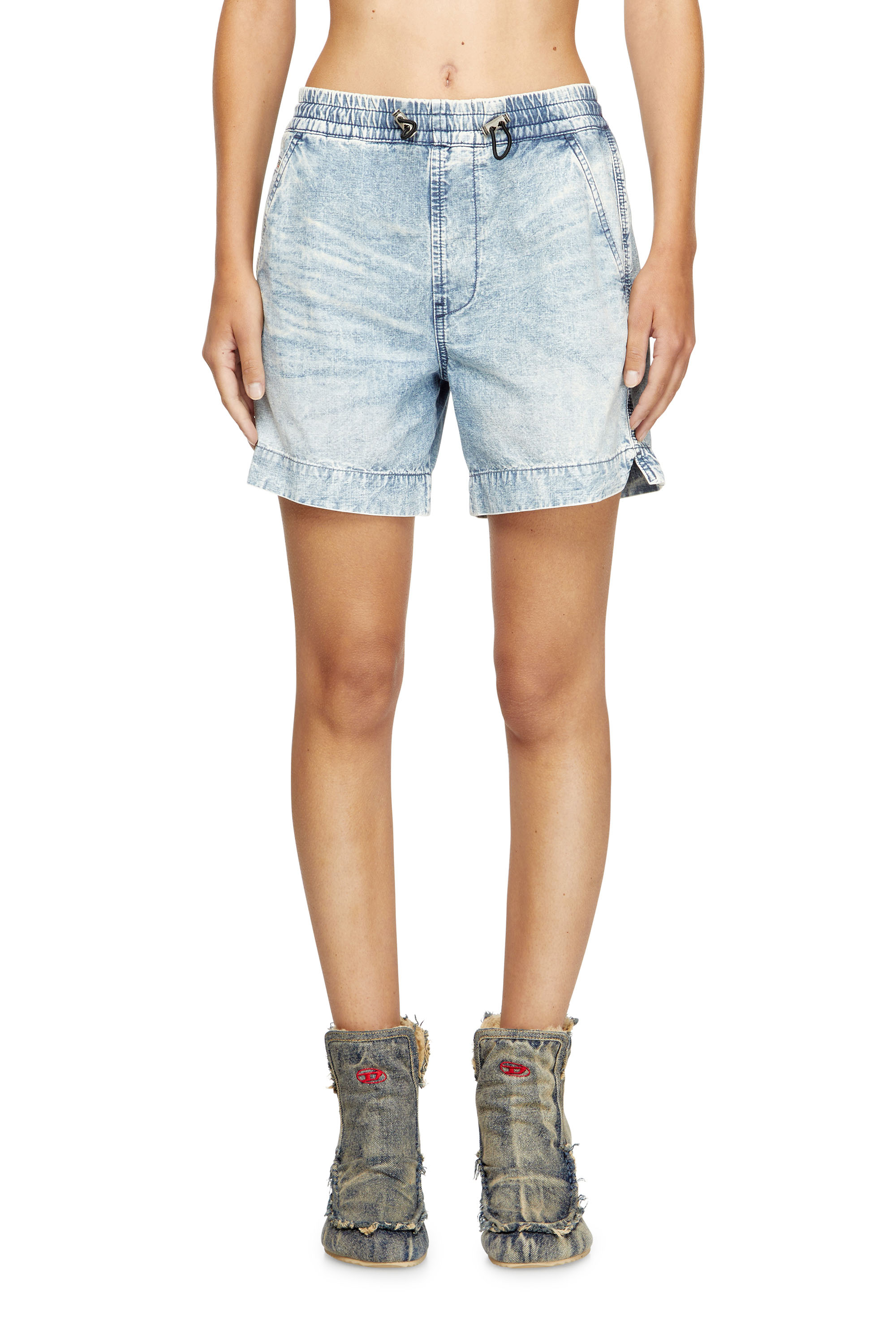 Diesel - D-TENNI-S, Unisex's Shorts in marbled denim in Light Blue - 2