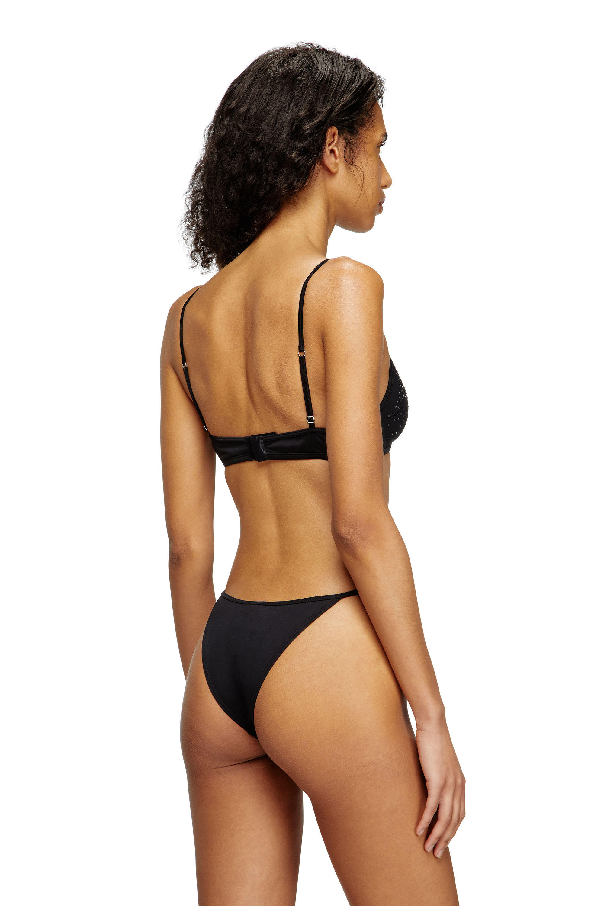 Diesel - LUNA-DNM, Woman's Microfibre triangle bra with crystals in Black - 3