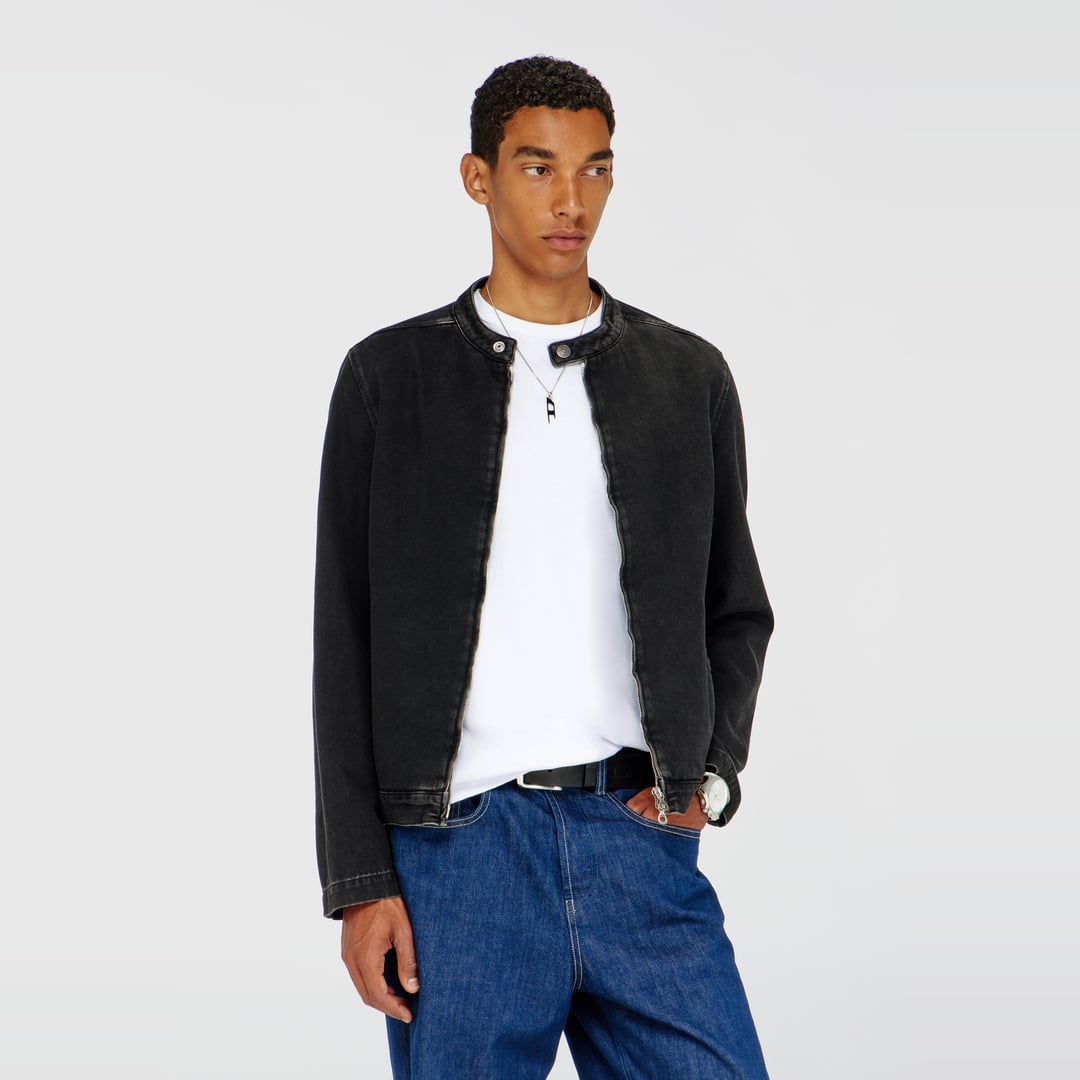 Diesel - Moto jacket in clean-wash denim - Denim Jackets - Man - Black