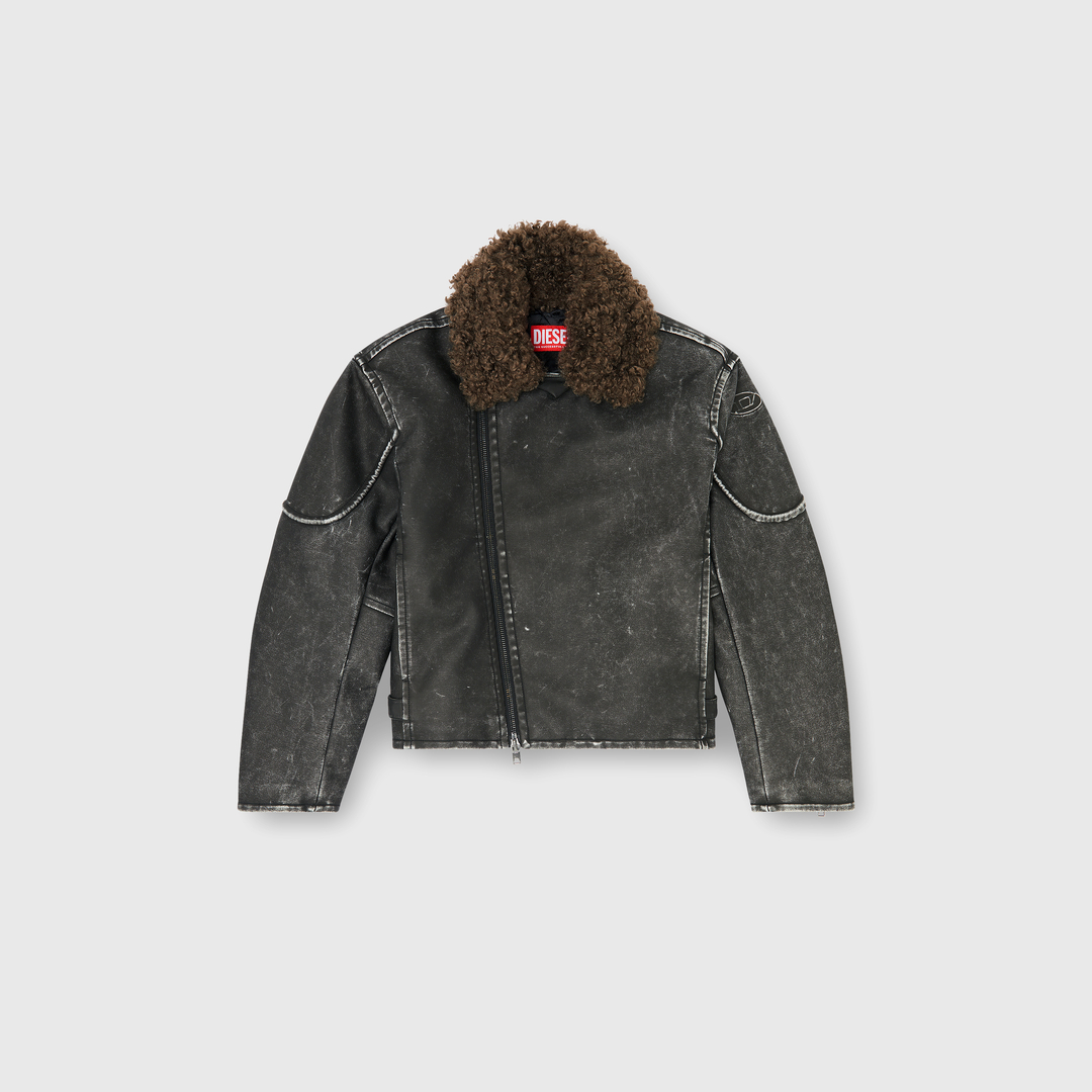Diesel - Veste biker avec col amovible - Vestes - Homme - Gris