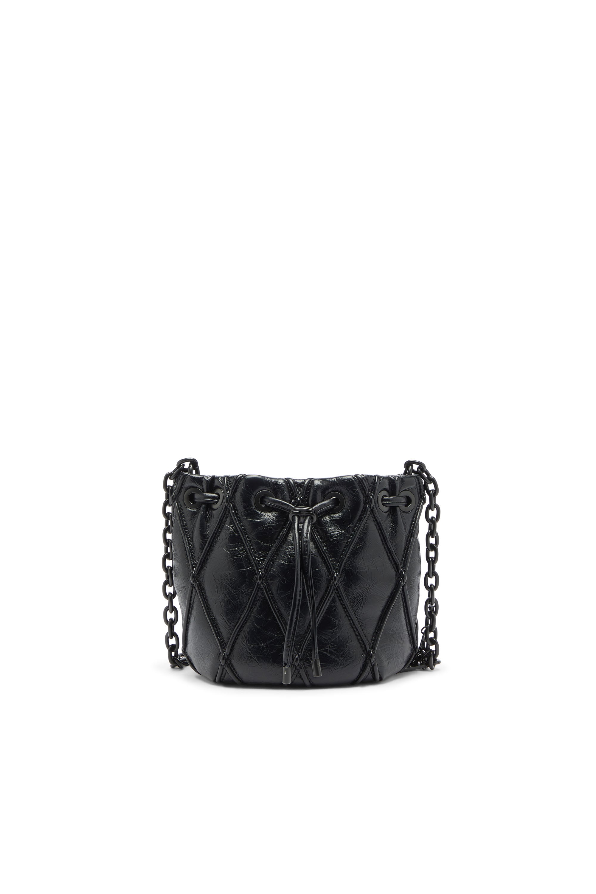 Diesel - Charm-D - Bucket bag in shiny quilted PU - Shoulder Bags - Woman - Black