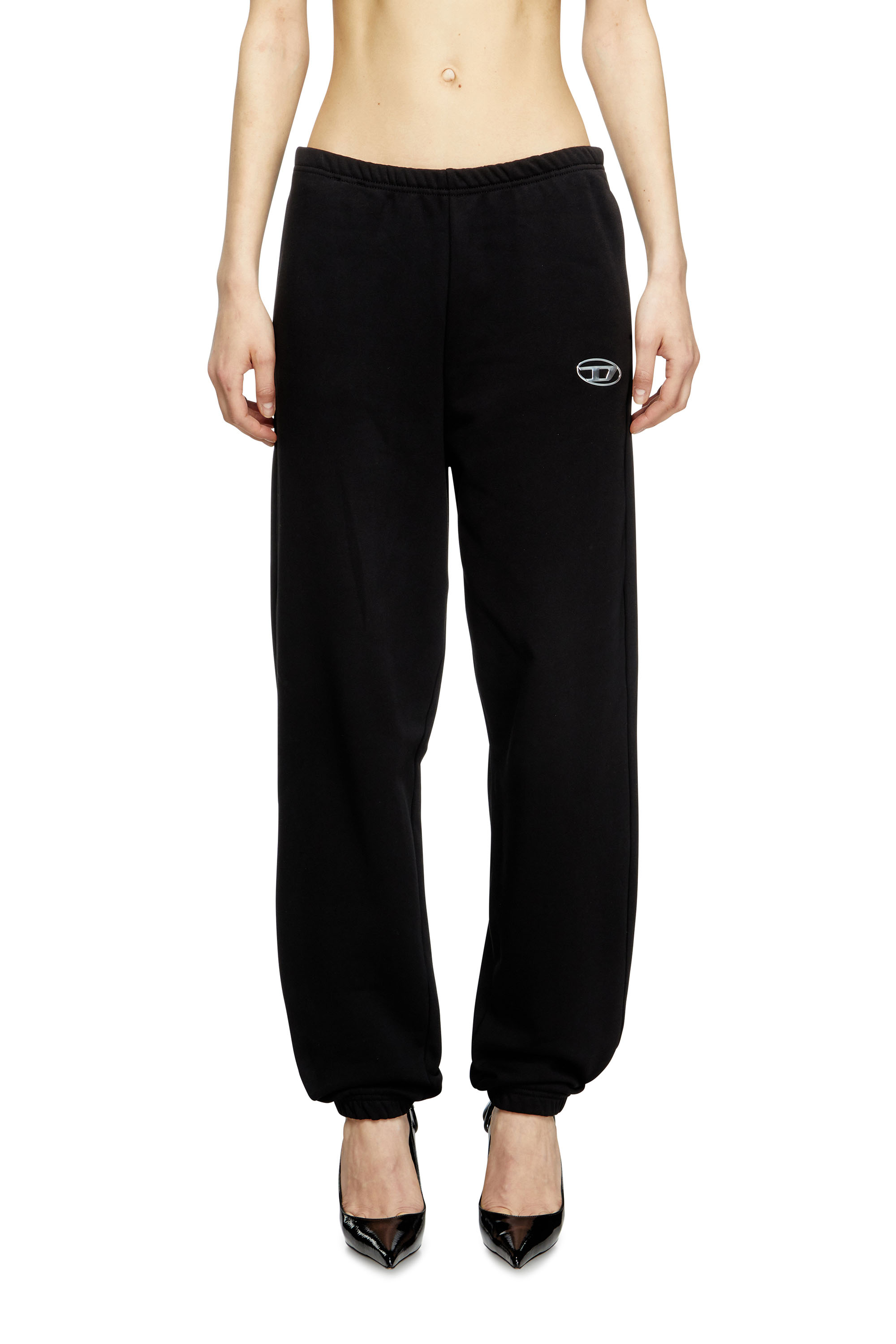 Diesel Kvinno Svart - Sweatpants With Metal-Effect Oval D Logo - Pants - Woman Små