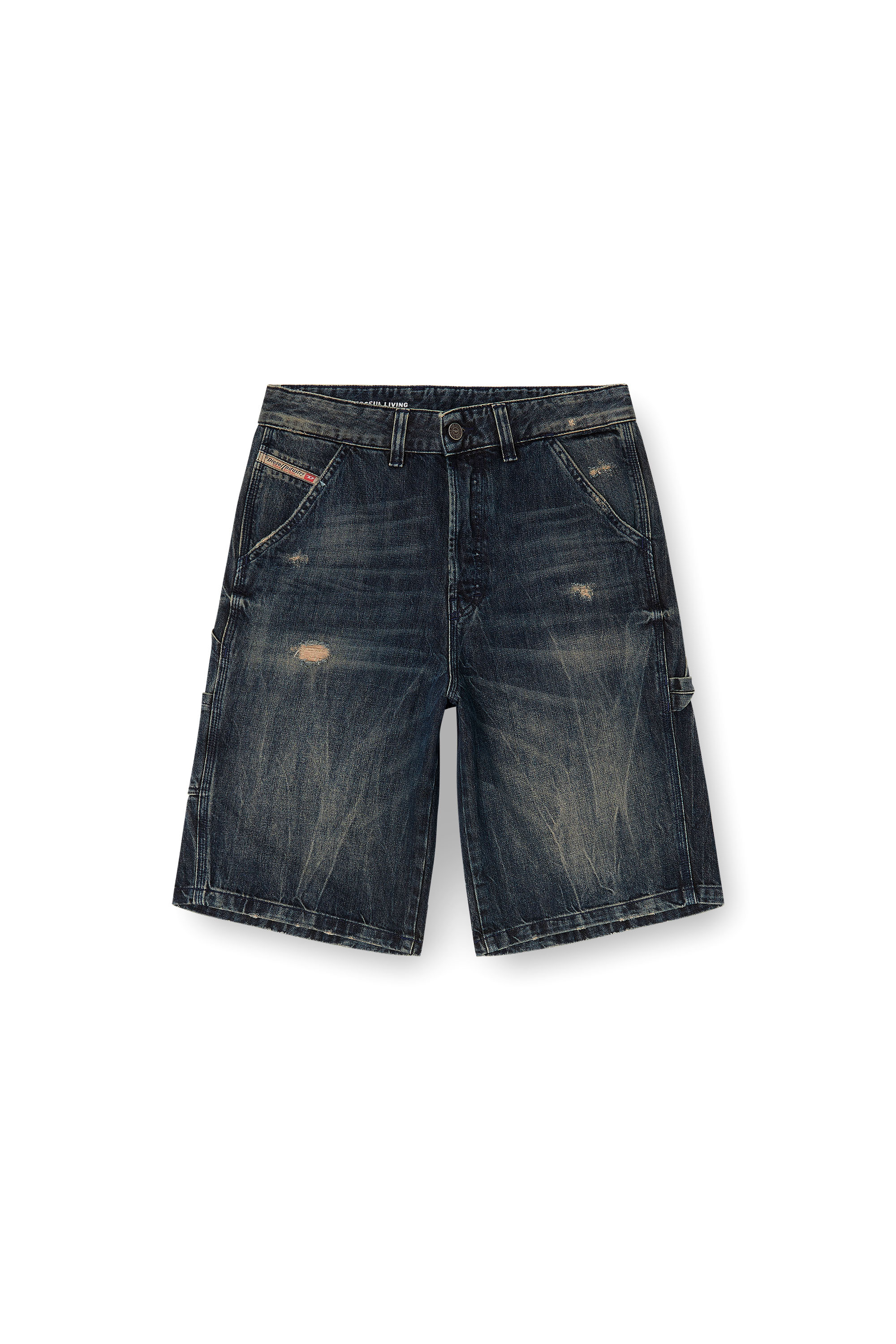 Diesel - D-LIVERY-W-SHORT, Man's Relaxed-fit denim shorts with abrasions in Dark Blue - 4