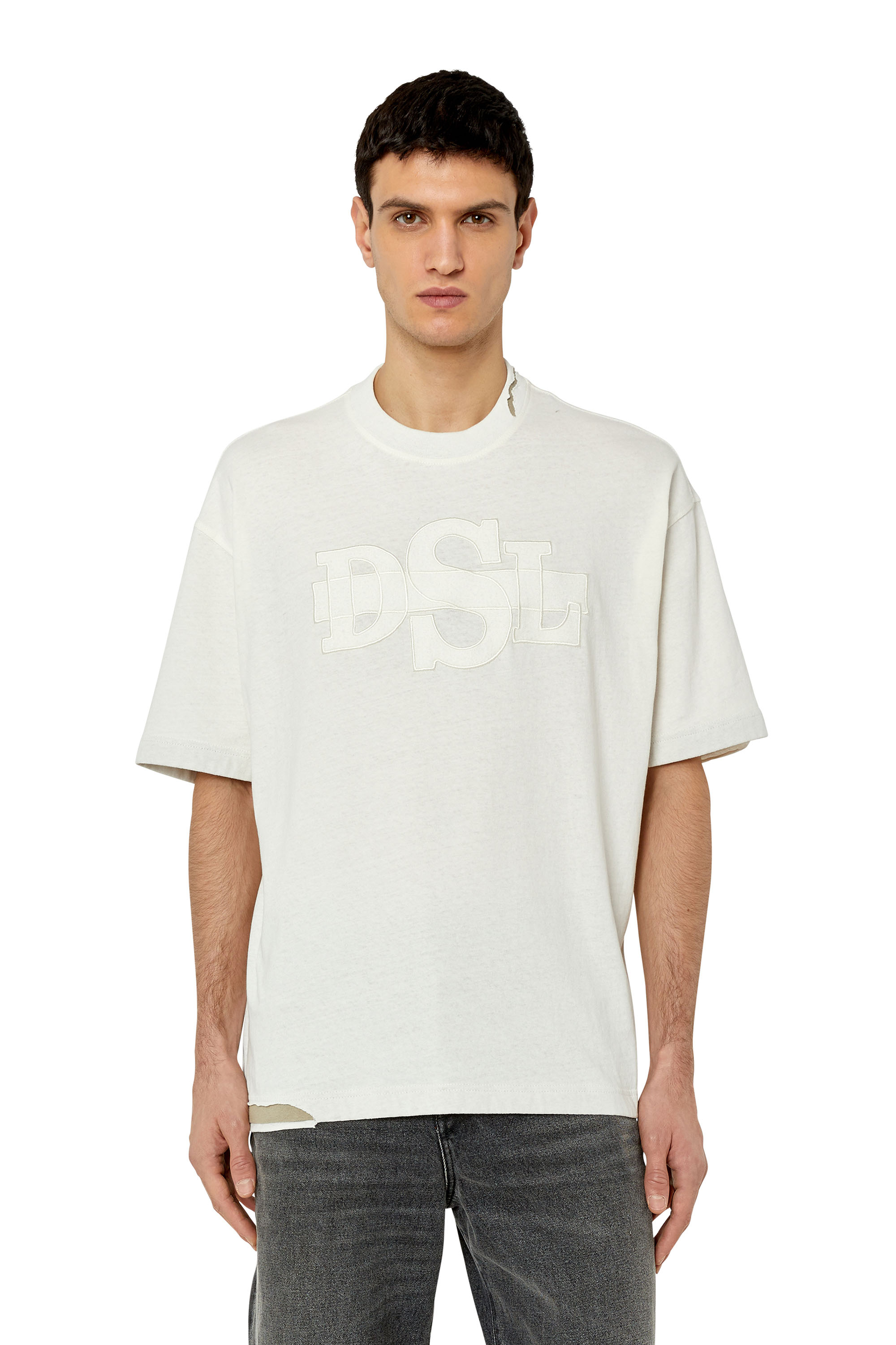 Diesel - Felpa con patch in felpa tono su tono - T-Shirts - Uomo - Bianco