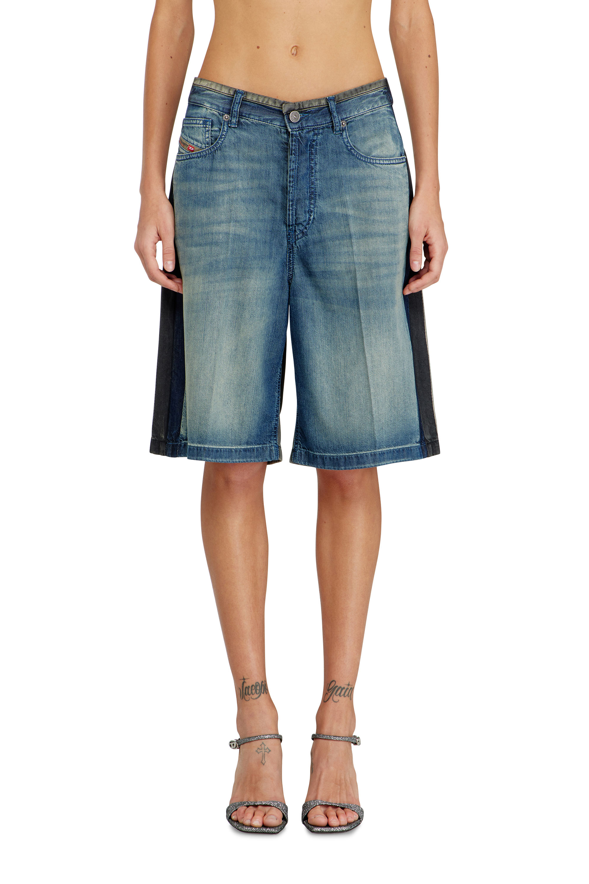 Diesel - DE-SIRE-SHORT-S1, Woman's Denim bermuda shorts in contrast washes in Blue - 2