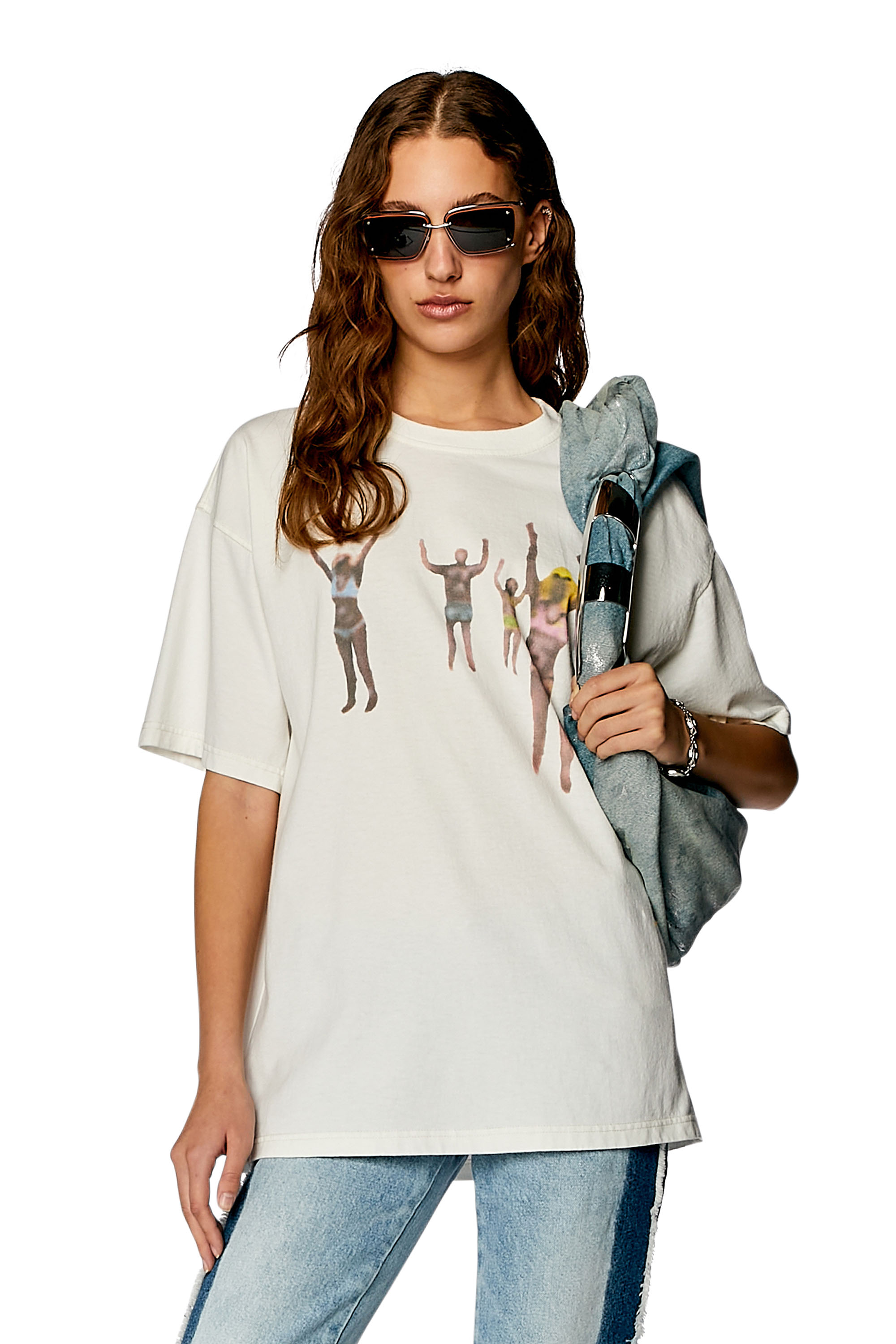 Diesel - Camiseta con estampados corporales de aerografía - Camisetas - Mujer - Blanco