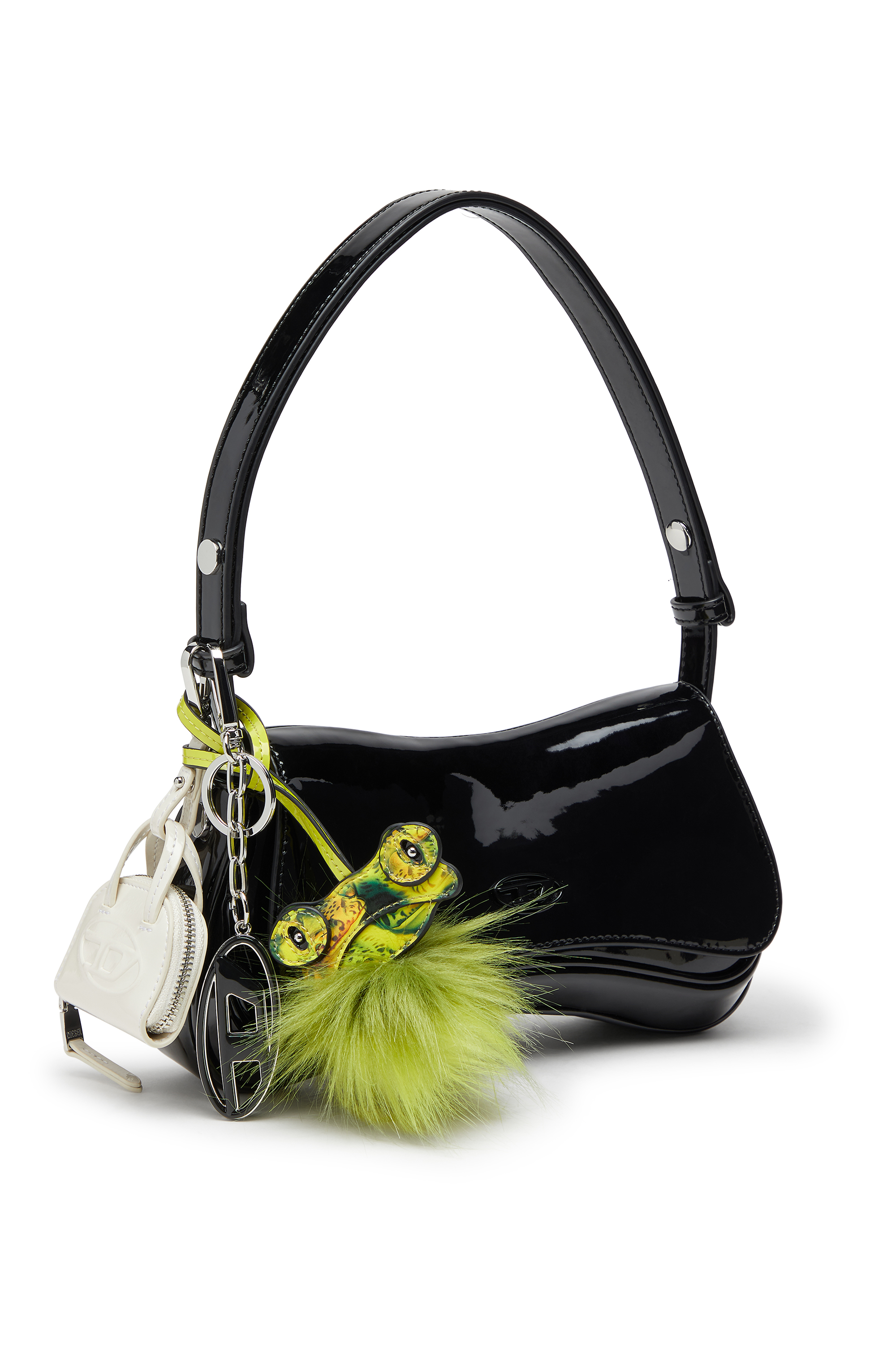 Diesel - FUR CHARMS III, Woman's Frog bag charm with fluffy tail in Green - 2