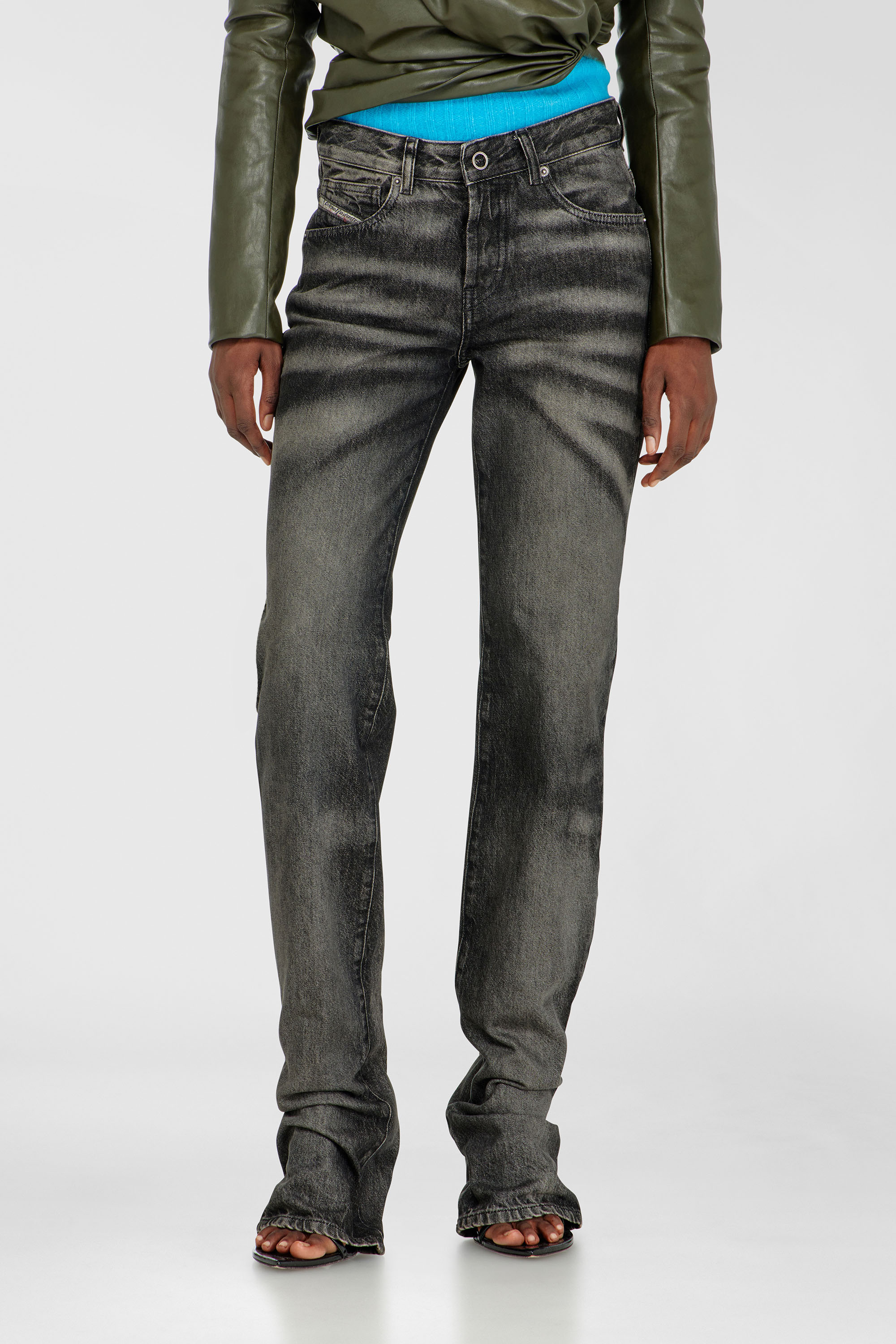Diesel Regular Jeans Regular Waist D-Heel, Black/Dark grey, Button fly
