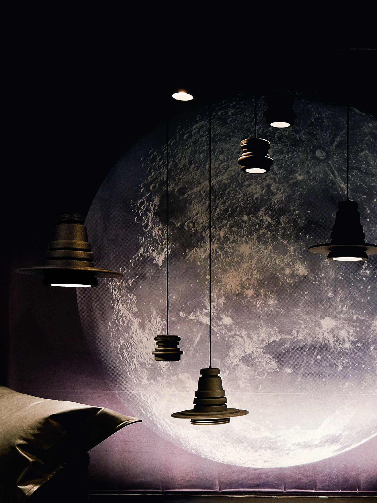 Diesel - TOOL GRANDE SOSP, Unisex's Large lighting inspired by a reflex camera lens in Black - 3