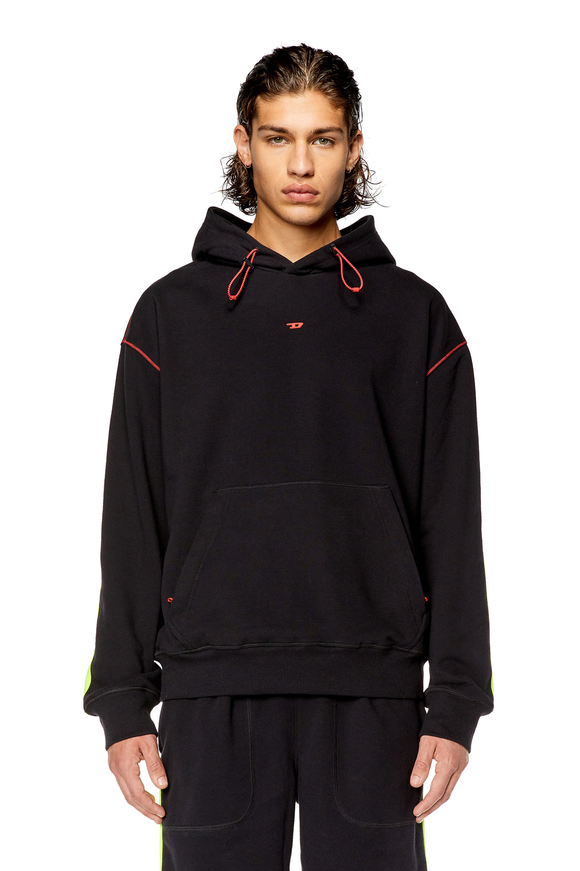 Diesel - Hoodie with reflective logo bands - Sweaters - Man - Multicolor