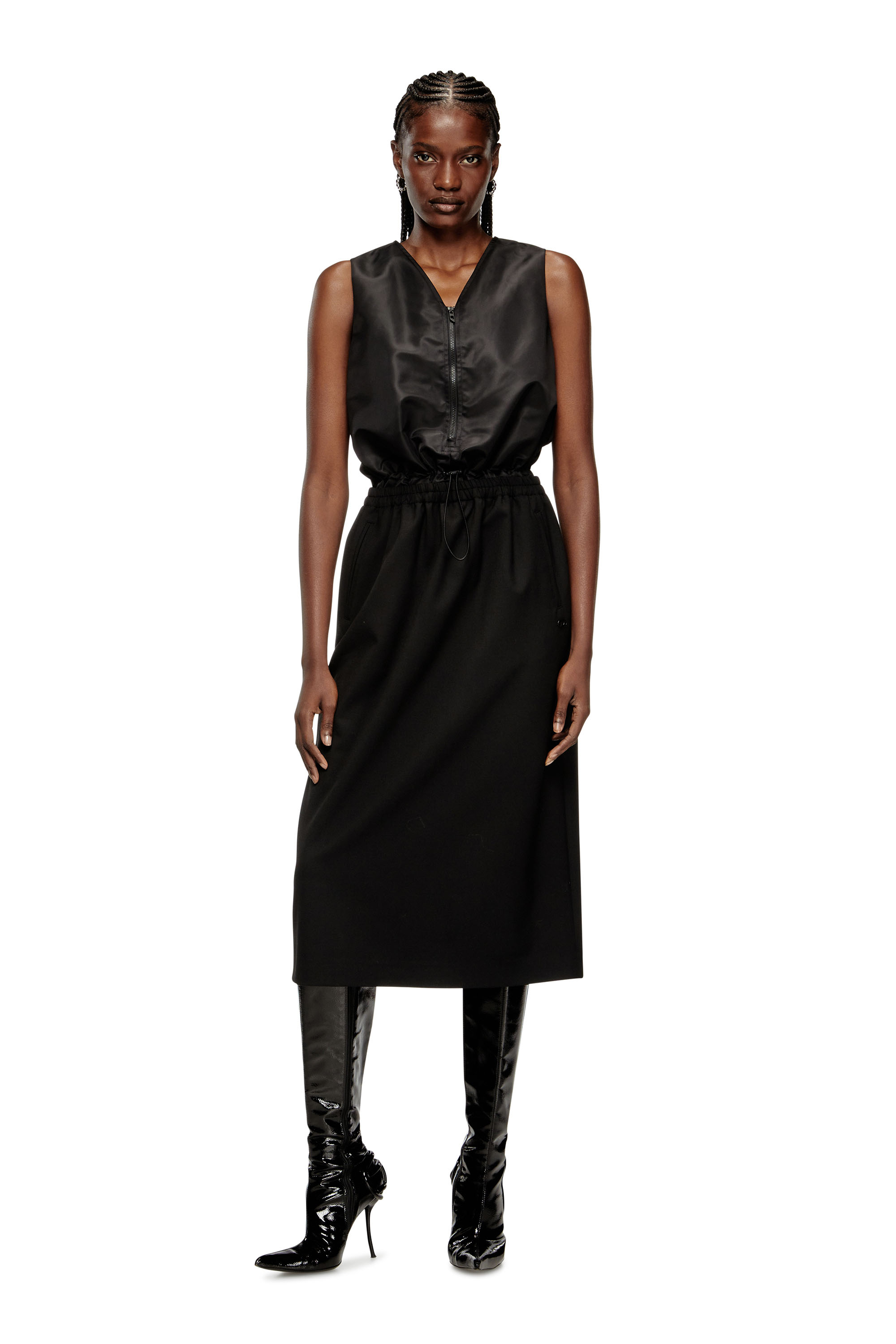 Diesel - D-RUID-R2, Woman's Midi dress with wool skirt in Black - 2