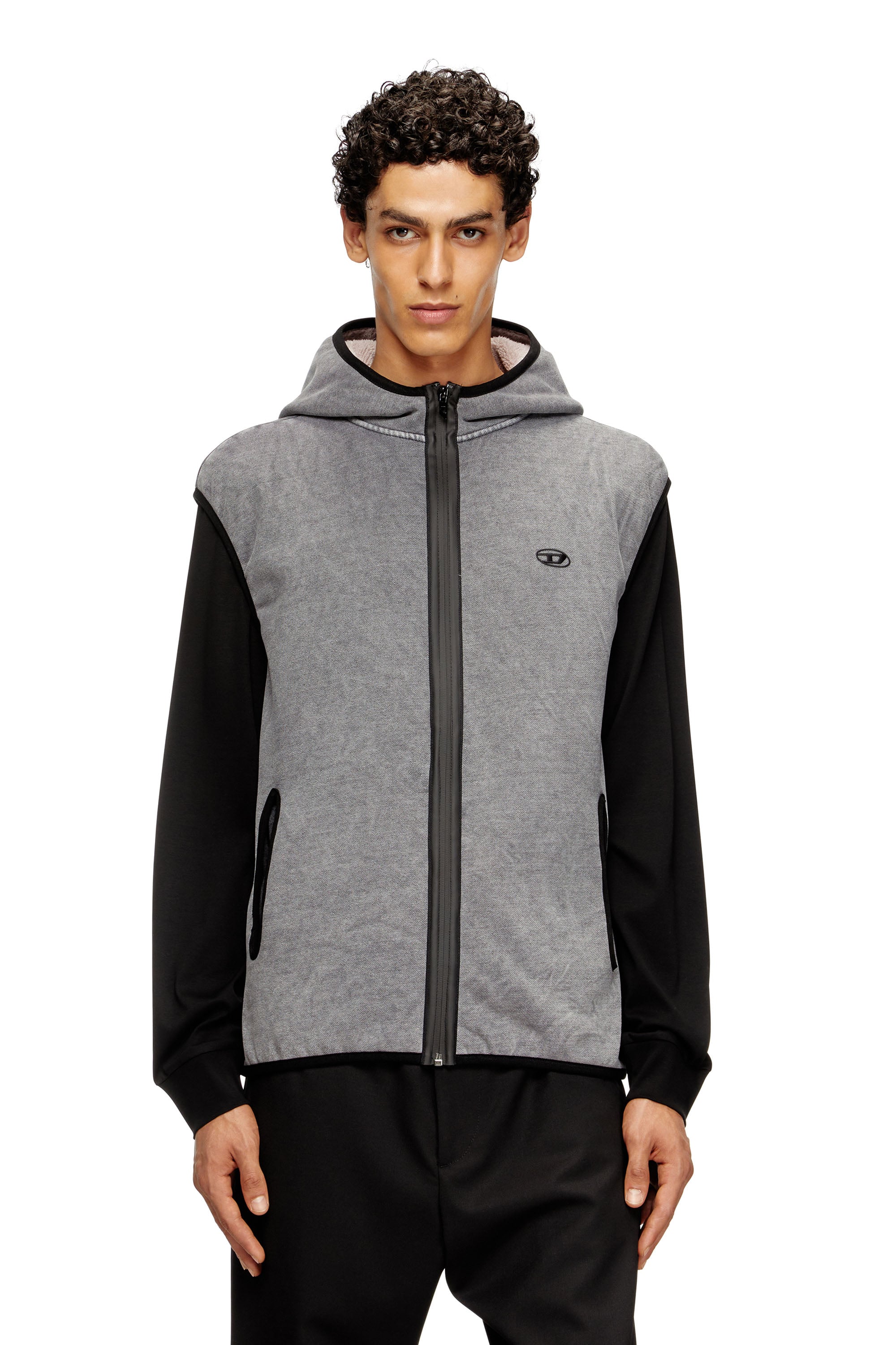 Diesel - Sleeveless zip-up hoodie - Sweaters - Man - Grey