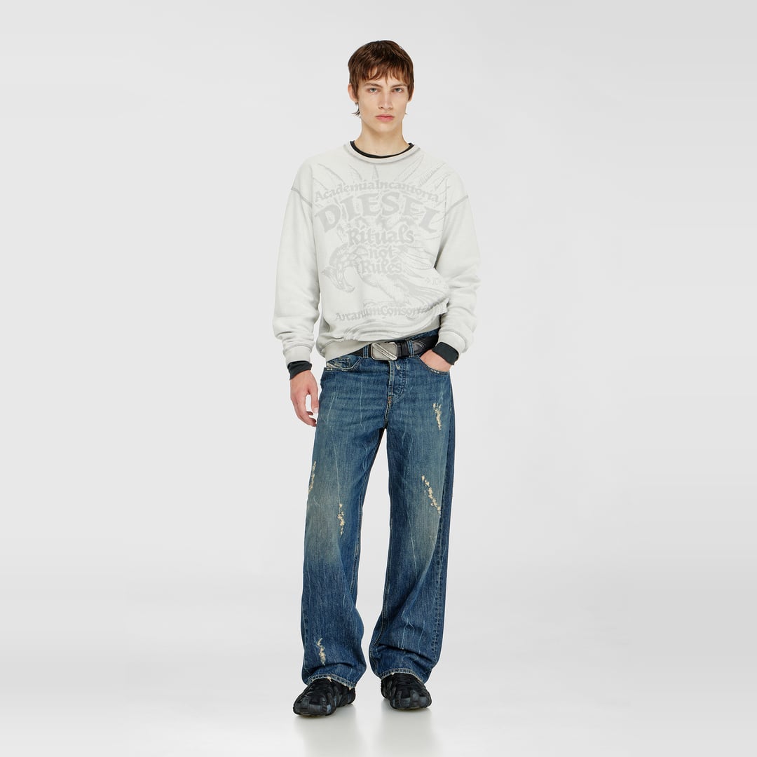 Diesel - Sweatshirt with dévoré print - Sweaters - Man - Grey