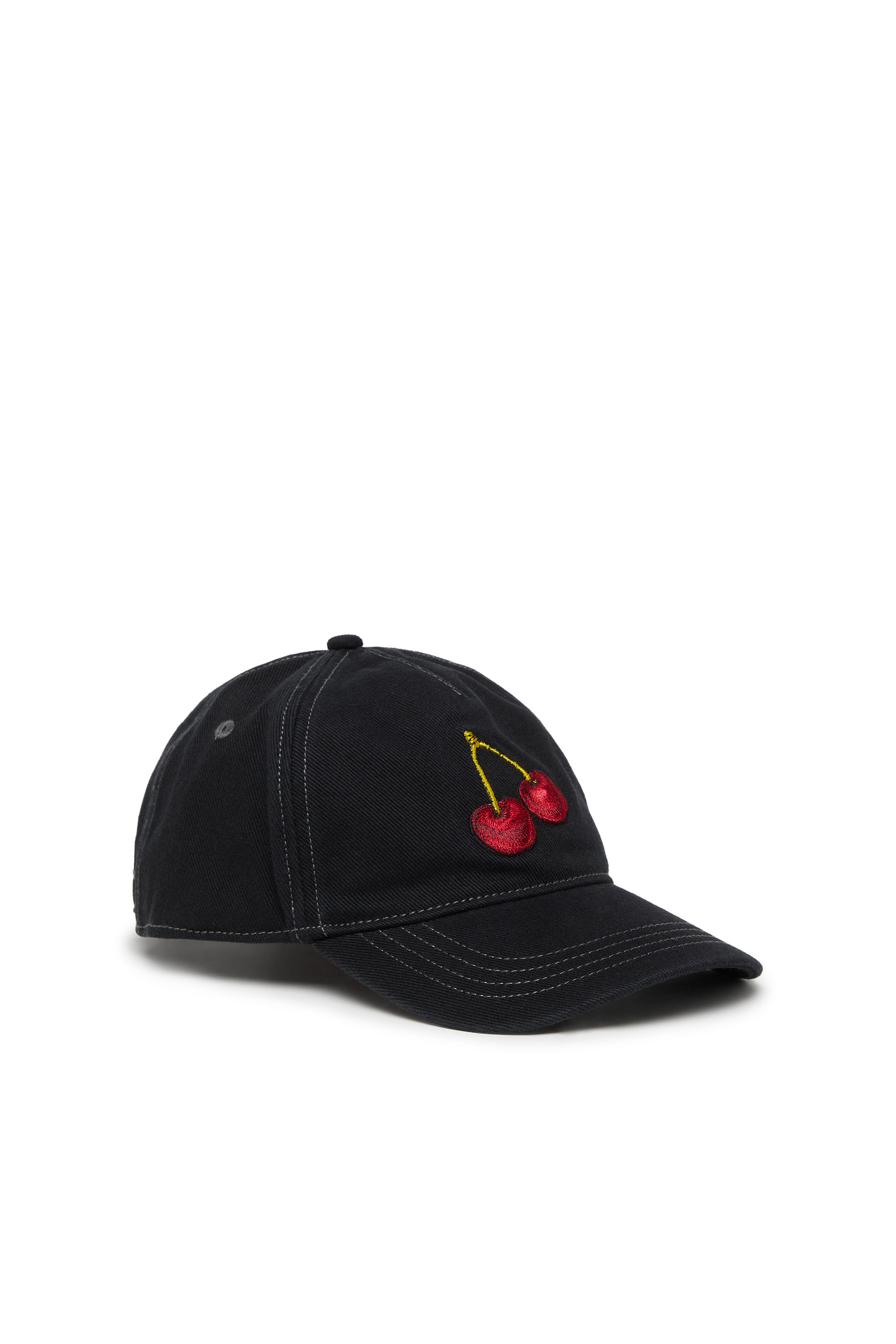 Diesel Unisex Black - Baseball Cap In Cotton Twill With Cherry Embroidery - Caps Size 01