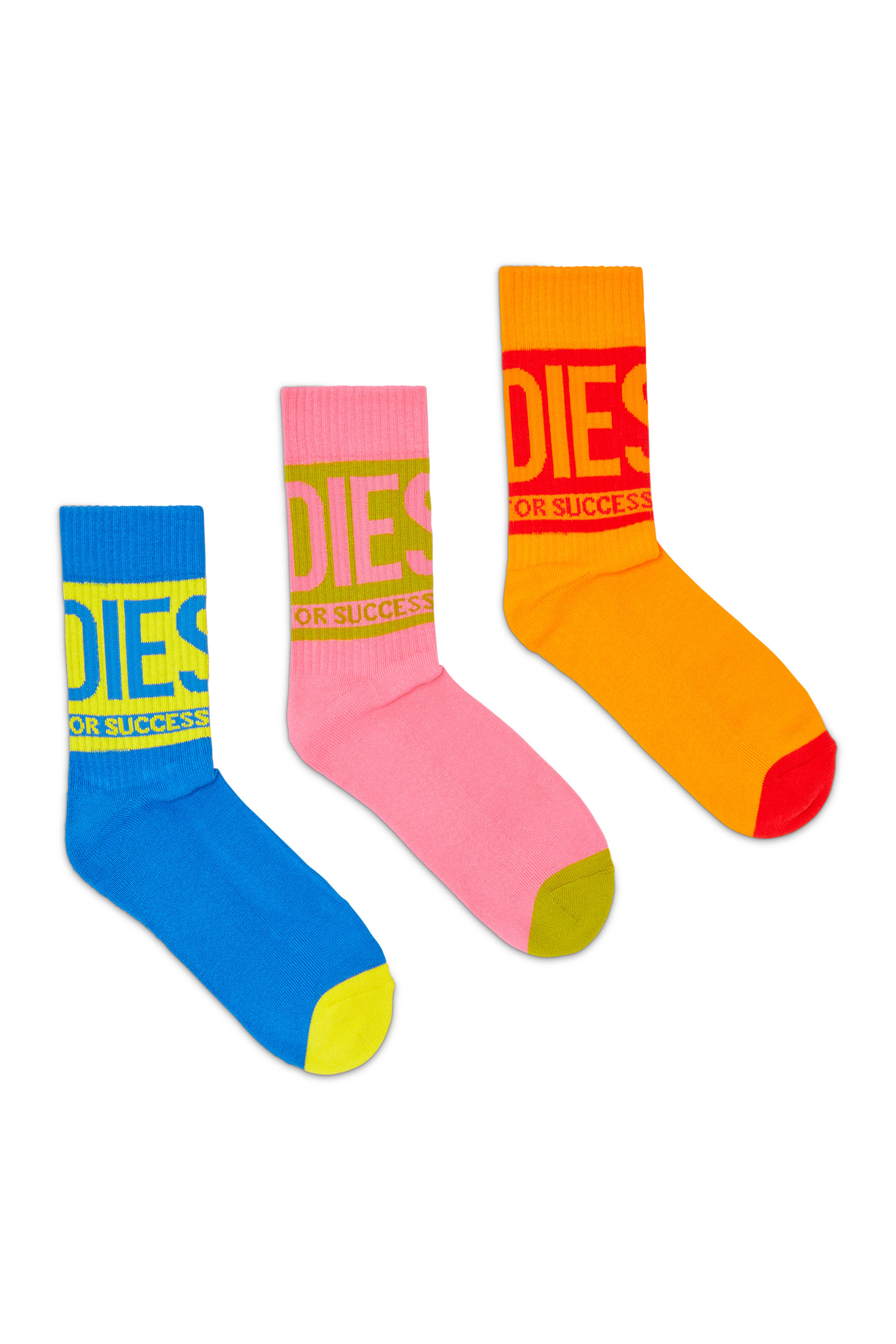 Diesel - Socks Three-pack in cotton with logo detail - Socks - Man - Multicolor