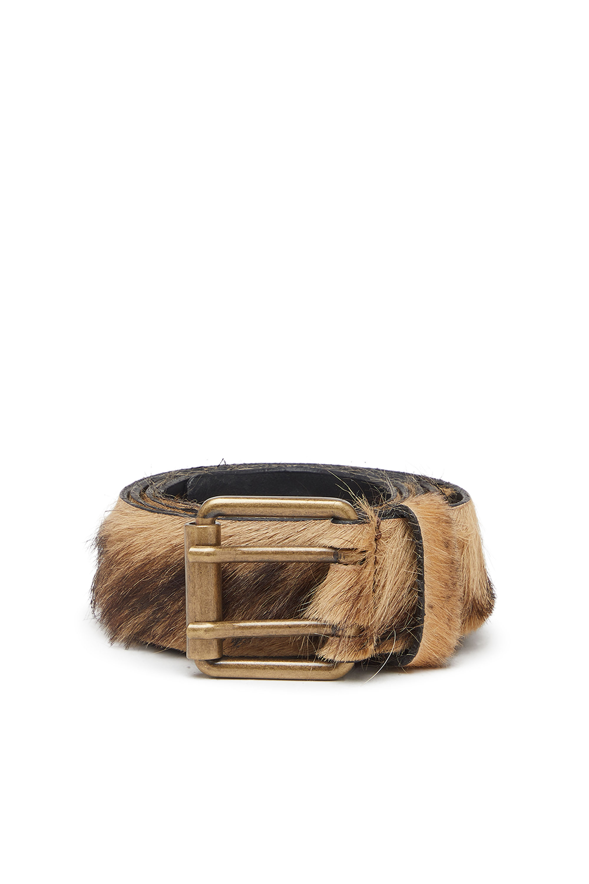 Diesel 4cm Belt In Long-hair Leather In Brown