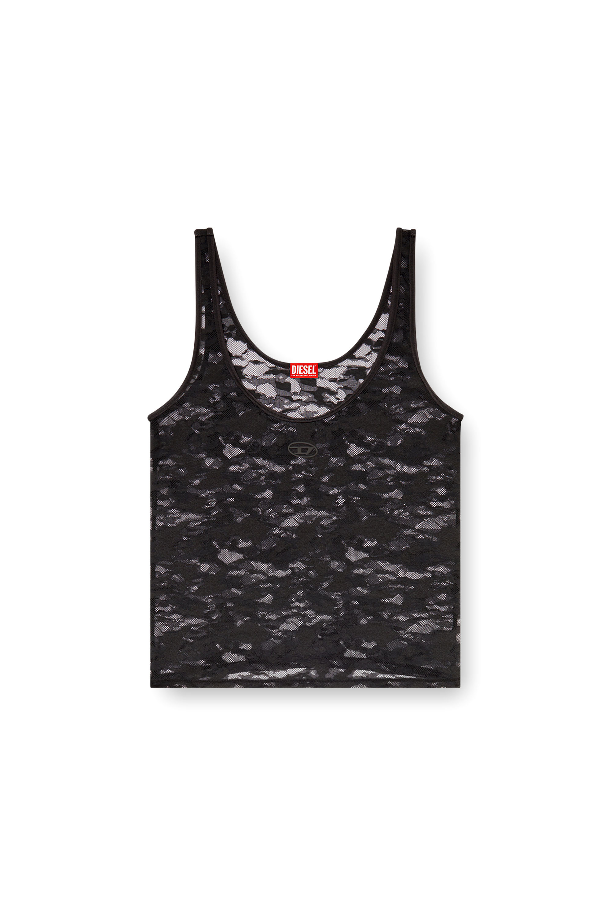 Diesel - LILY-UTLT, Woman's Tank top in nylon lace in Black - 2