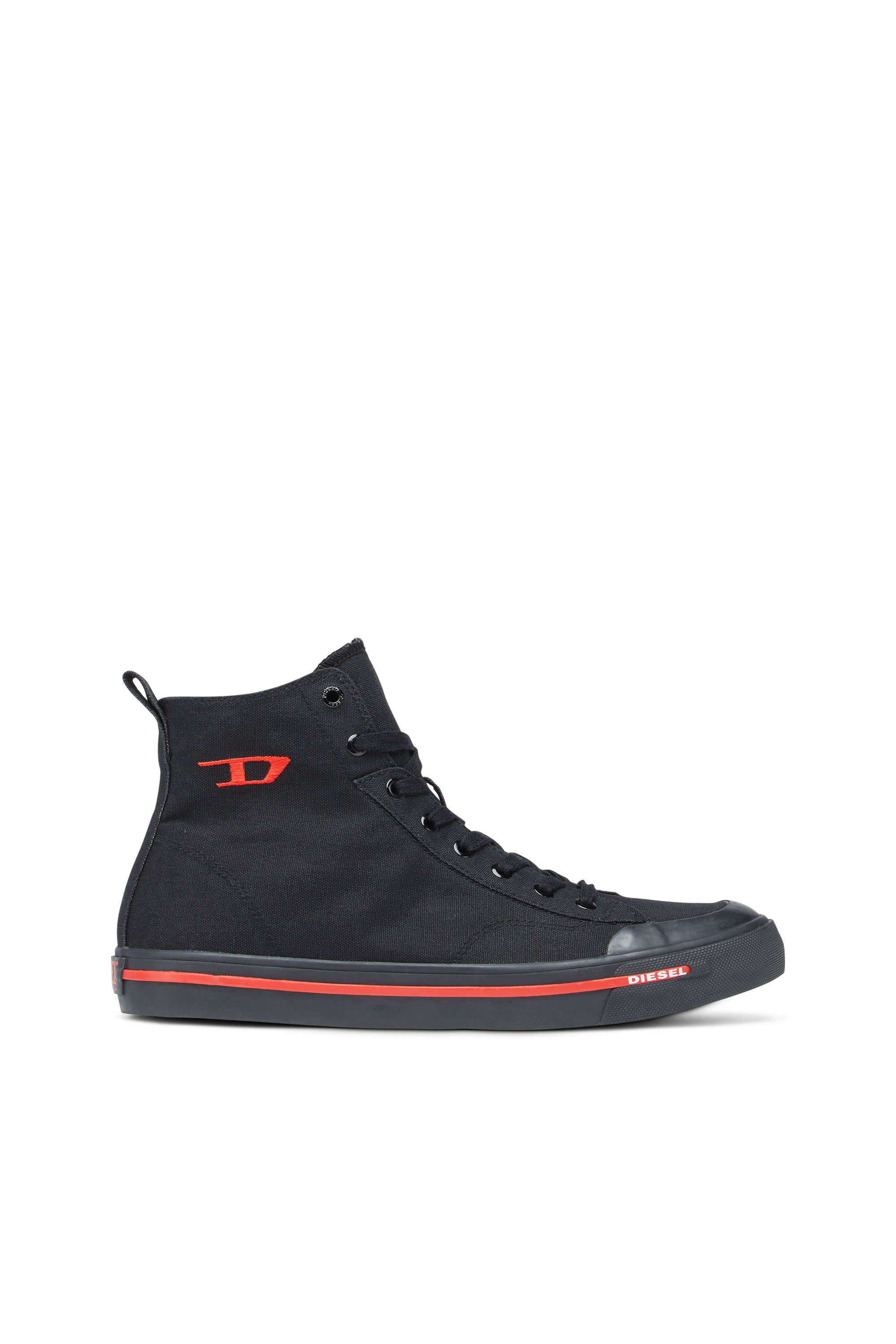 Diesel - S-Athos Mid - High-top canvas sneakers with oval patch - Sneakers - Man - Black