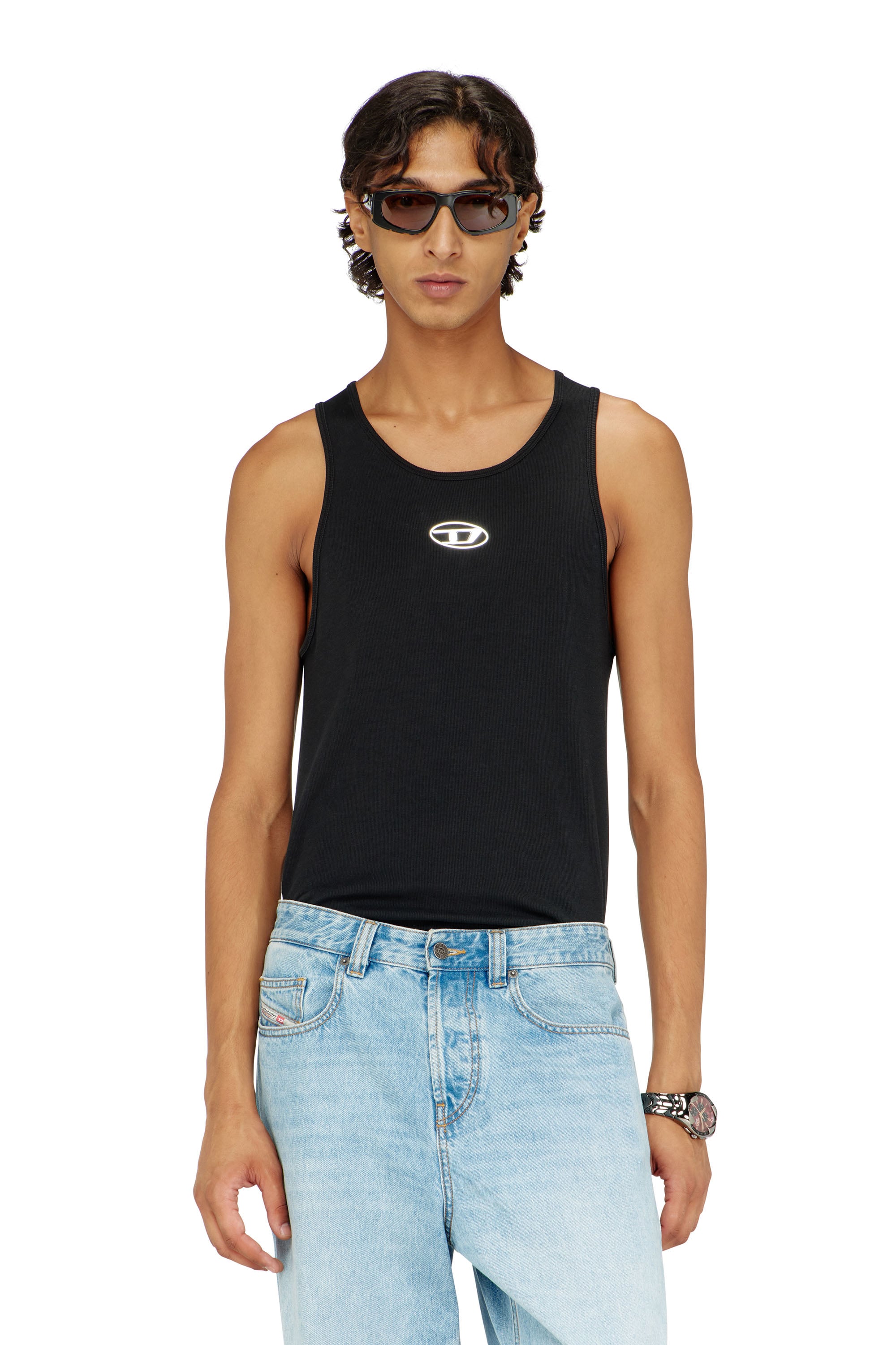 Diesel Nero Uomo - Canotta In Cotone Con Logo - T-Shirts Piccolo