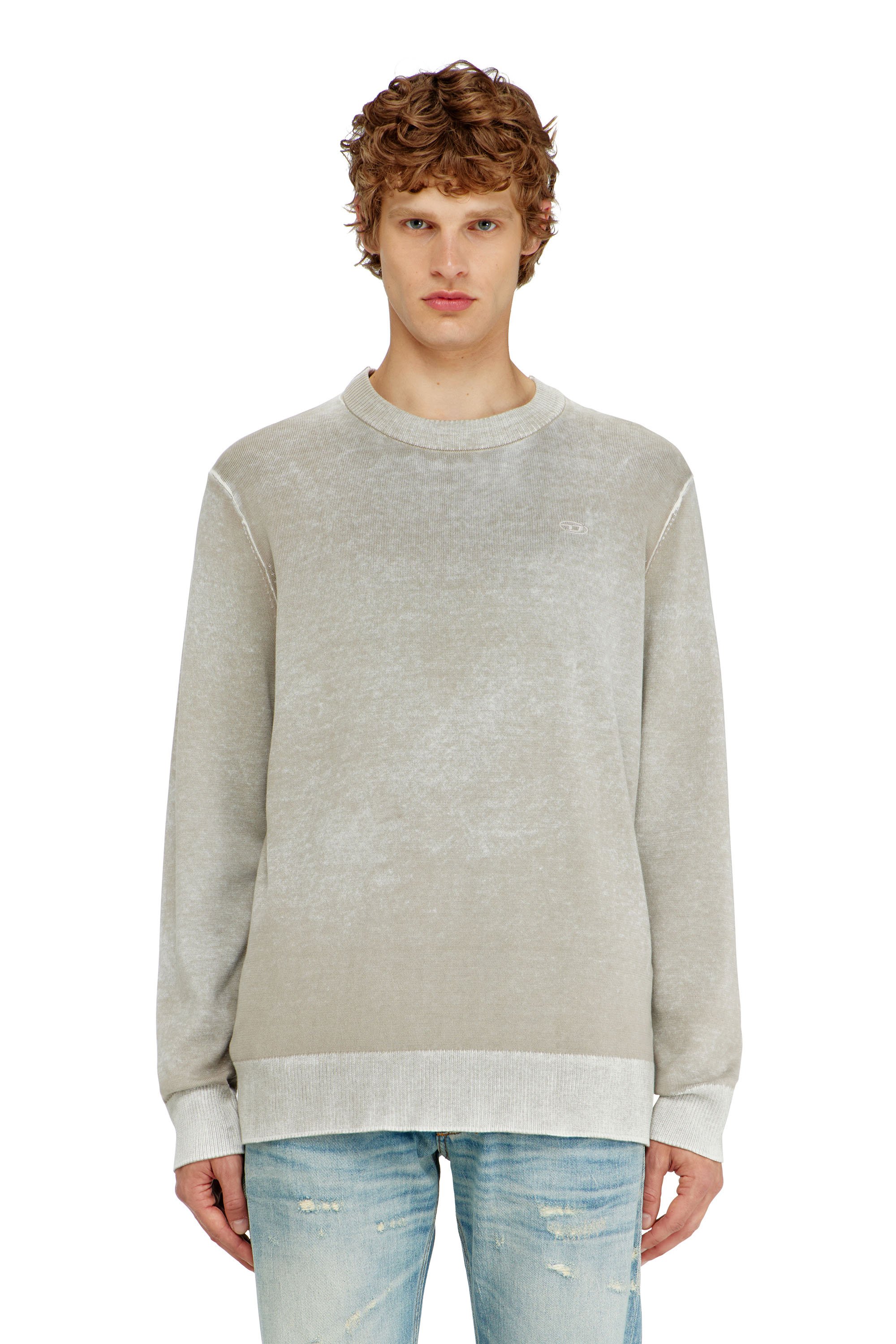 Diesel Men's Grey - Jumper With Faded Reverse Print - Knitwear - Man Large