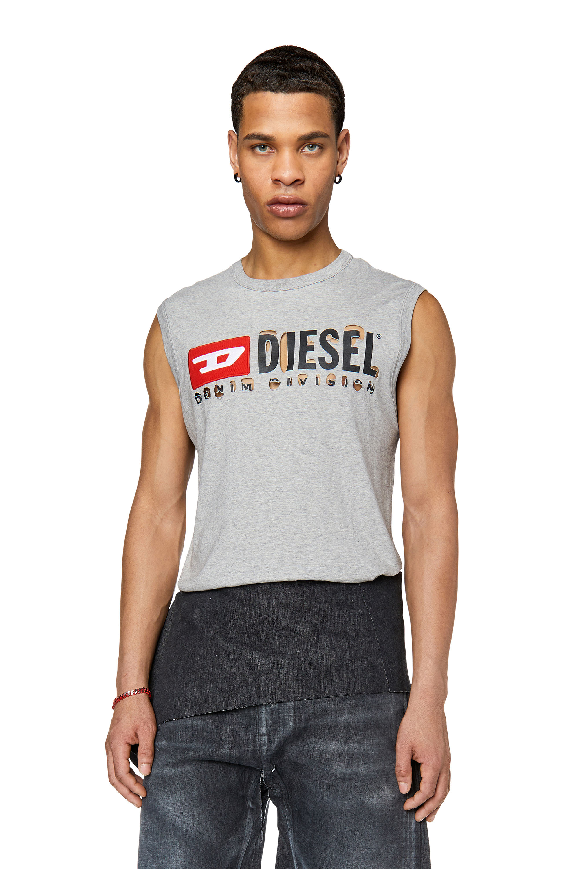 Diesel - Canotta con lettere effetto peel-off - T-Shirts - Uomo - Grigio