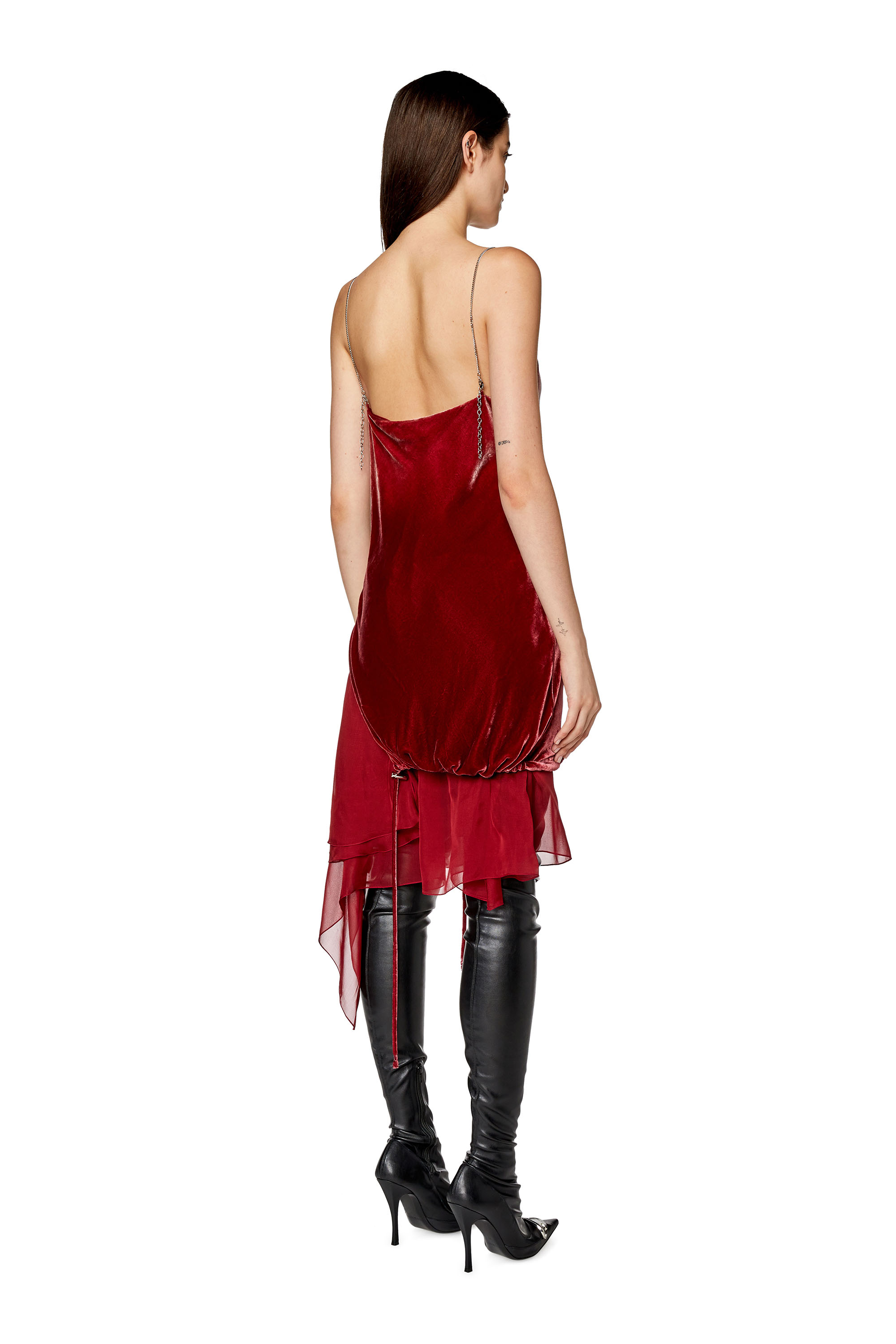 Diesel - Velvet dress with chiffon hem - Dresses - Woman - Red