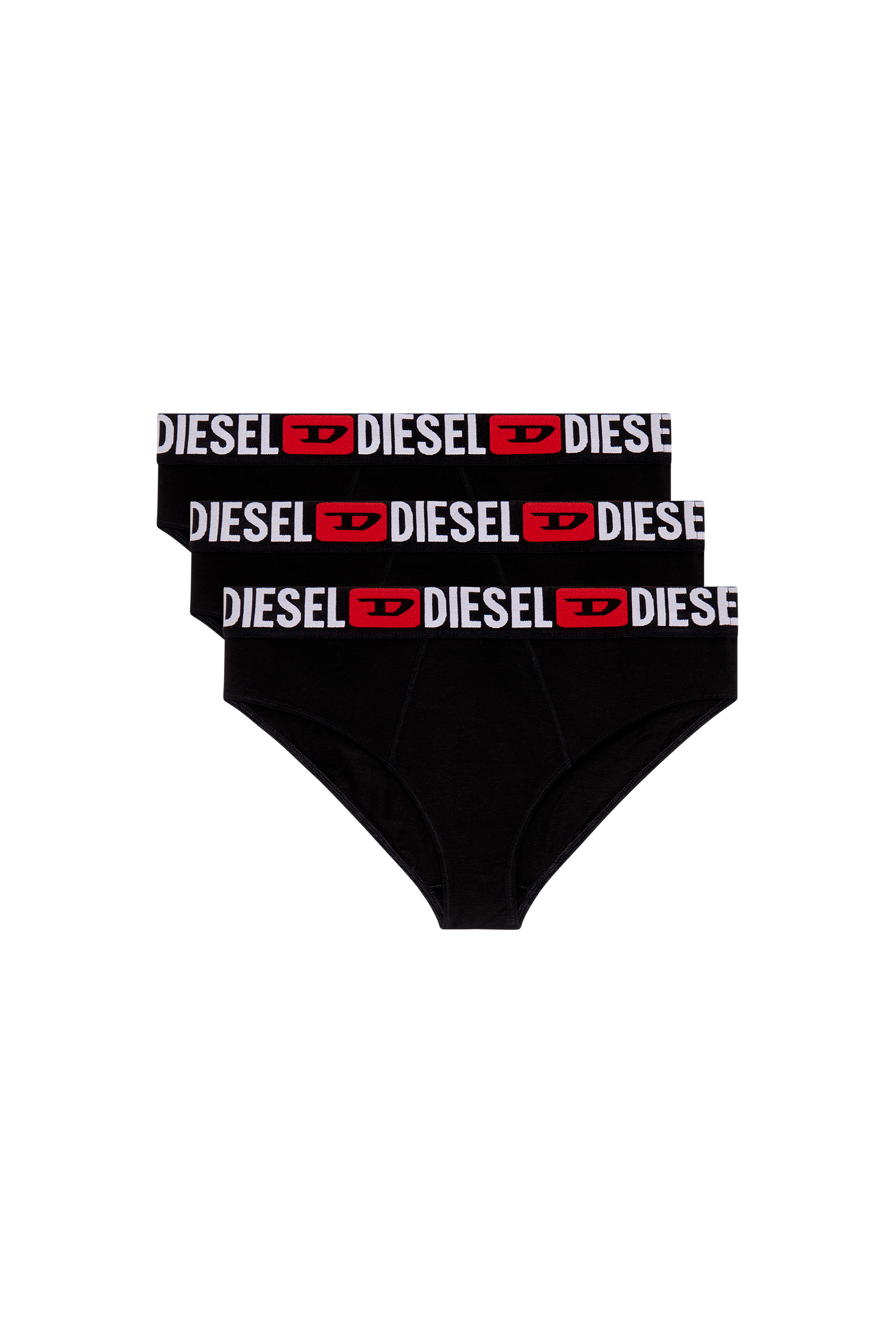 Diesel Women's Black - Three-Pack Ribbed High-Waisted Briefs - Panties - Woman Xxs