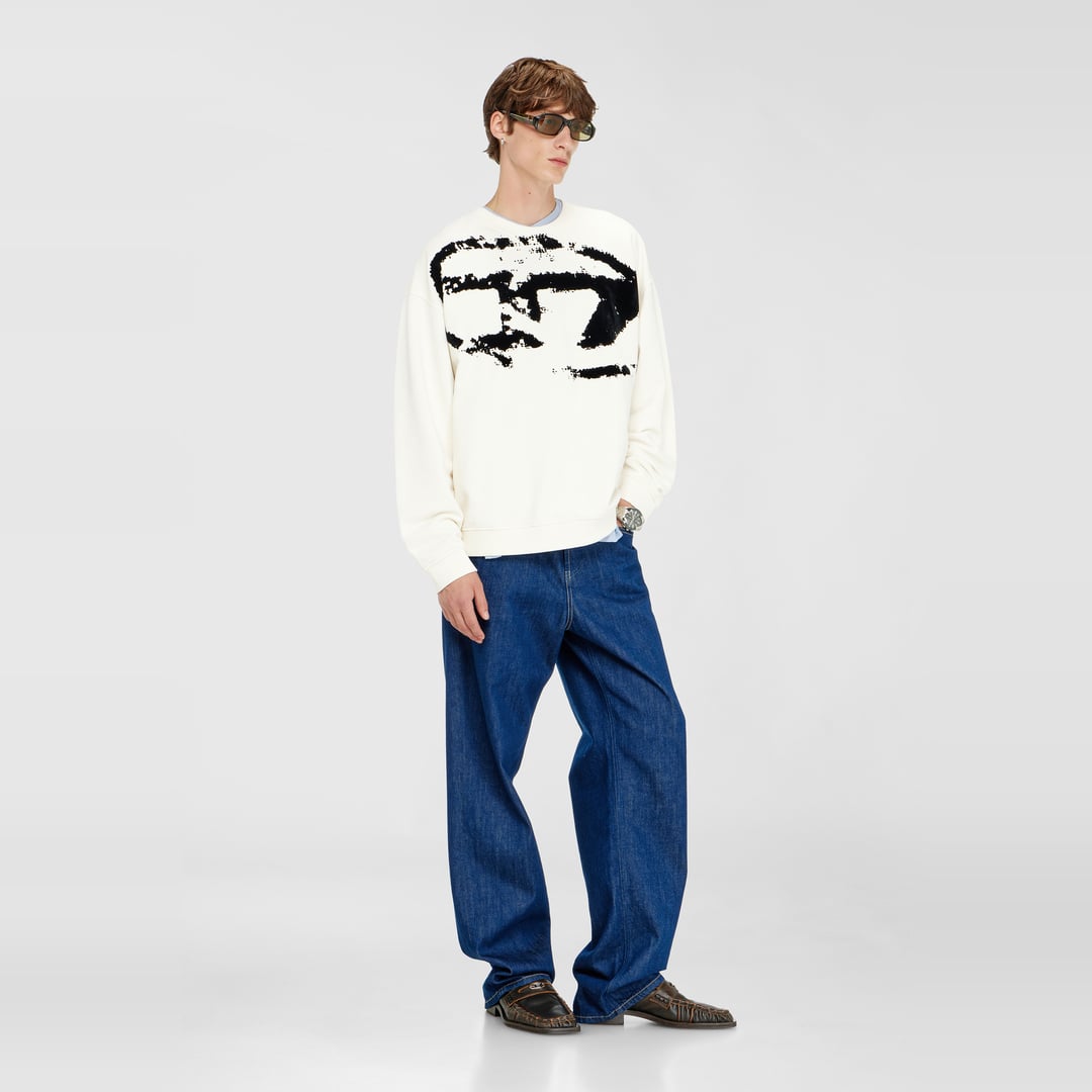 Diesel - Sweat-shirt en coton avec D ovale floqué - Pull Cotton - Homme - Polychrome