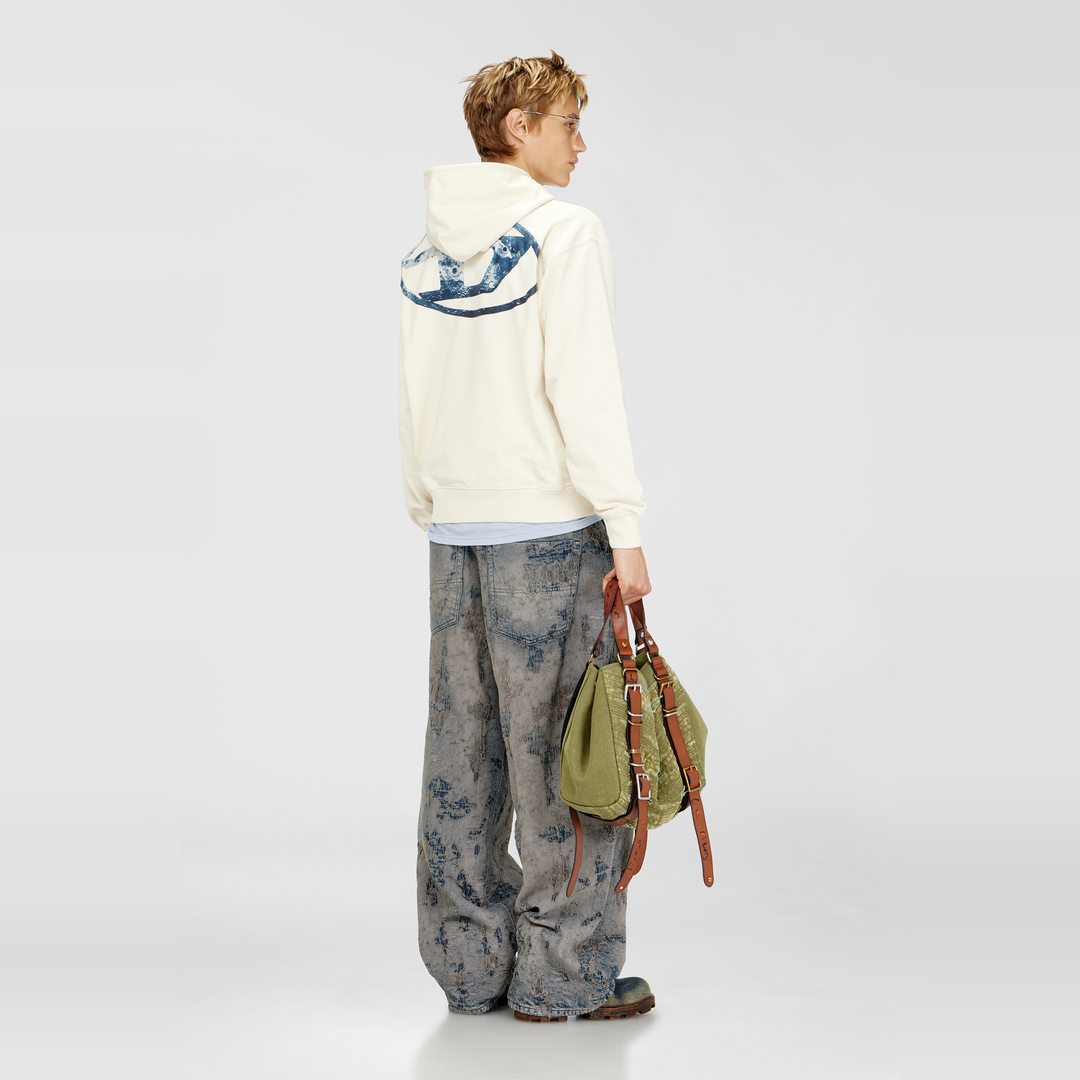 Diesel - Sweat à capuche avec logo Oval D - Pull Cotton - Homme - Blanc