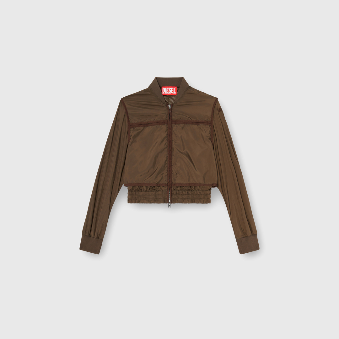 Diesel - Nylon jacket with tonal taping - Jackets - Woman - Brown