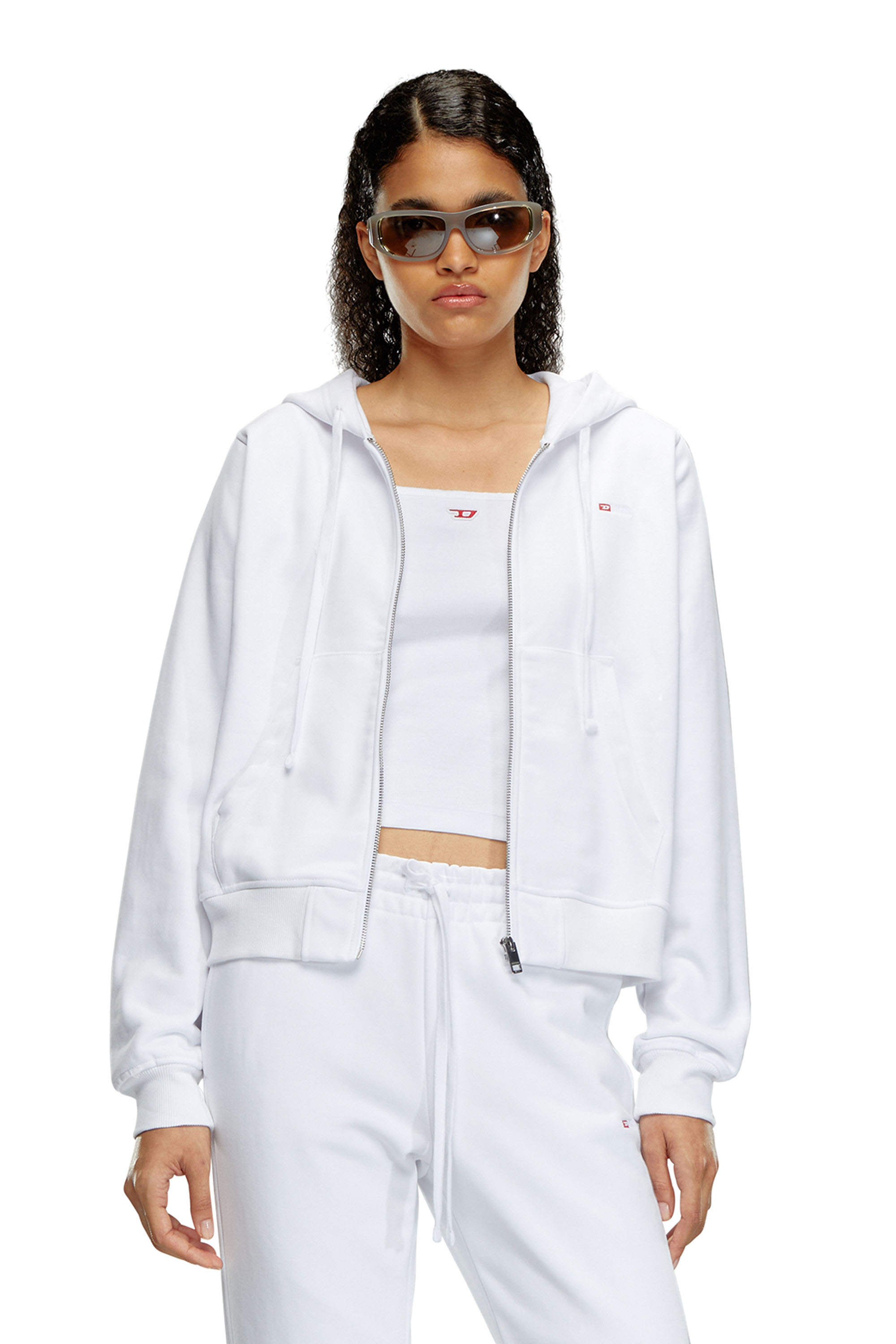 Diesel - Sweat-shirt à capuche avec micro logo brodé - Pull Cotton - Femme - Blanc