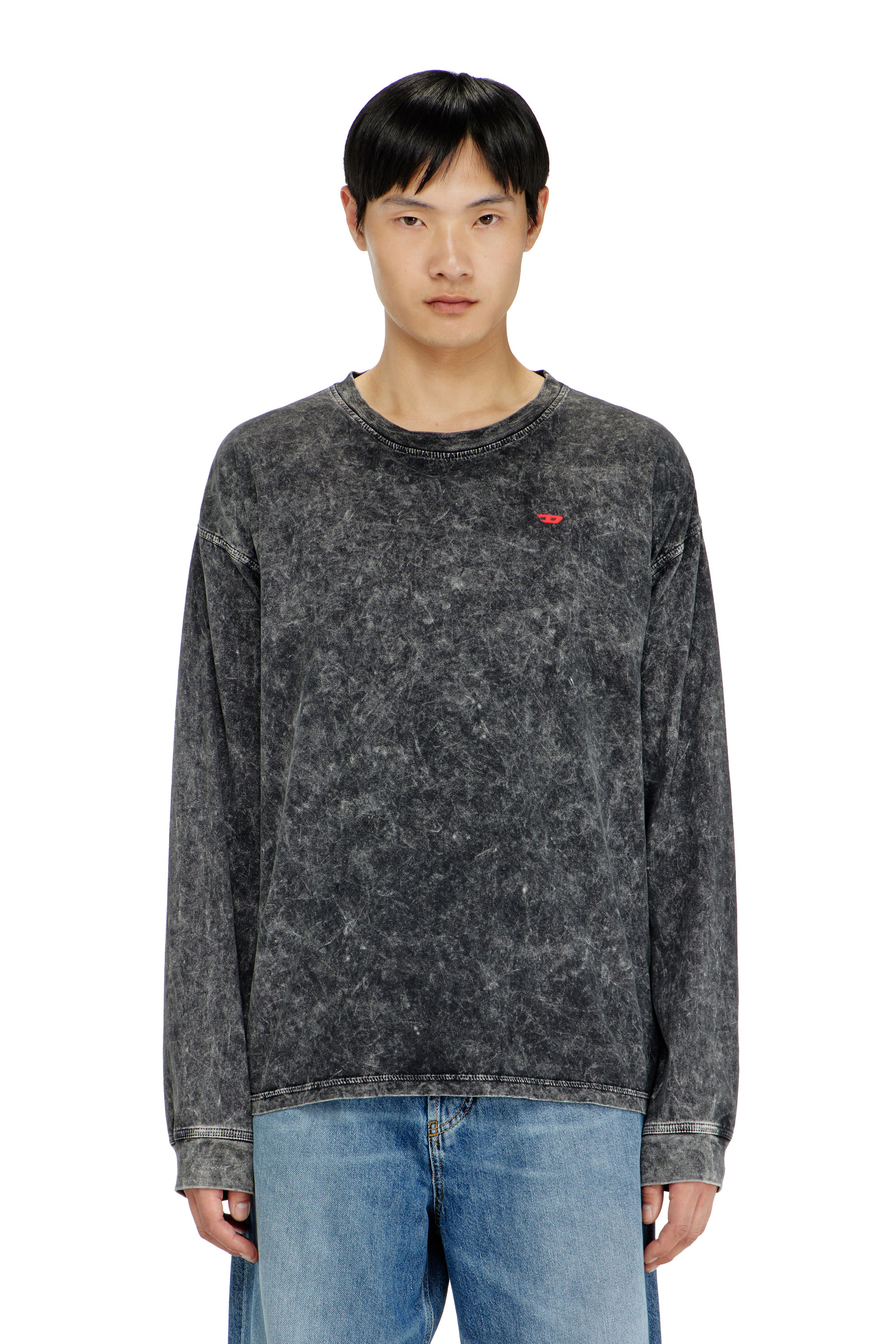 Diesel Men's - Long Sleeve Top With Treated Effect - T-Shirts - Man 3XL
