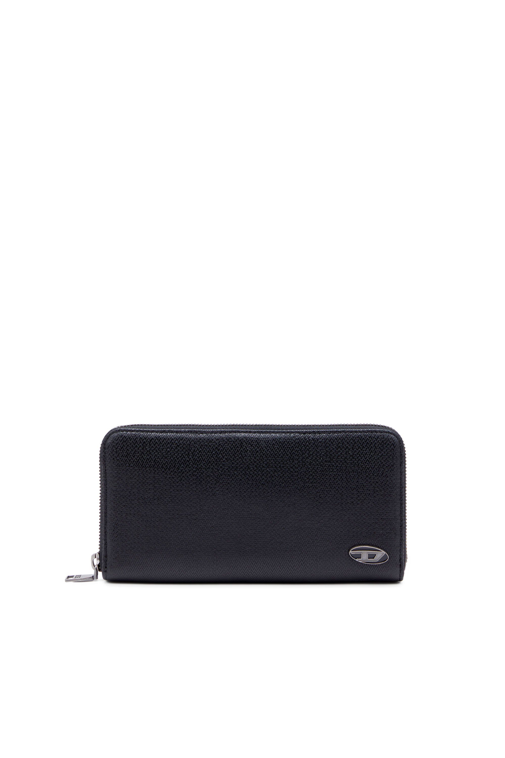 Diesel - Long zip wallet in textured leather - Small Wallets - Man - Black