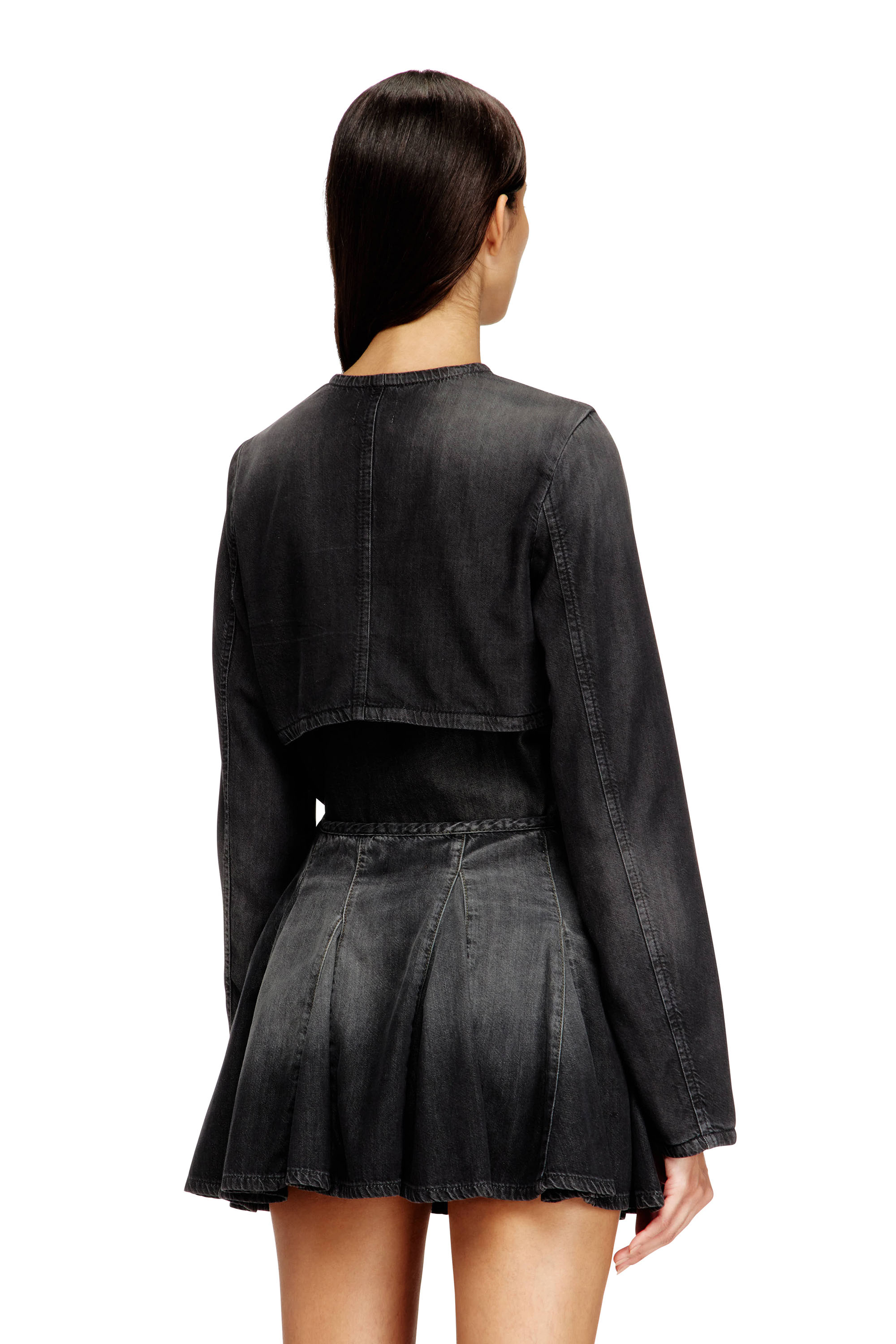 Diesel - DE-TERRI-S, Woman's Cropped jacket in lightweight denim in Black - 4