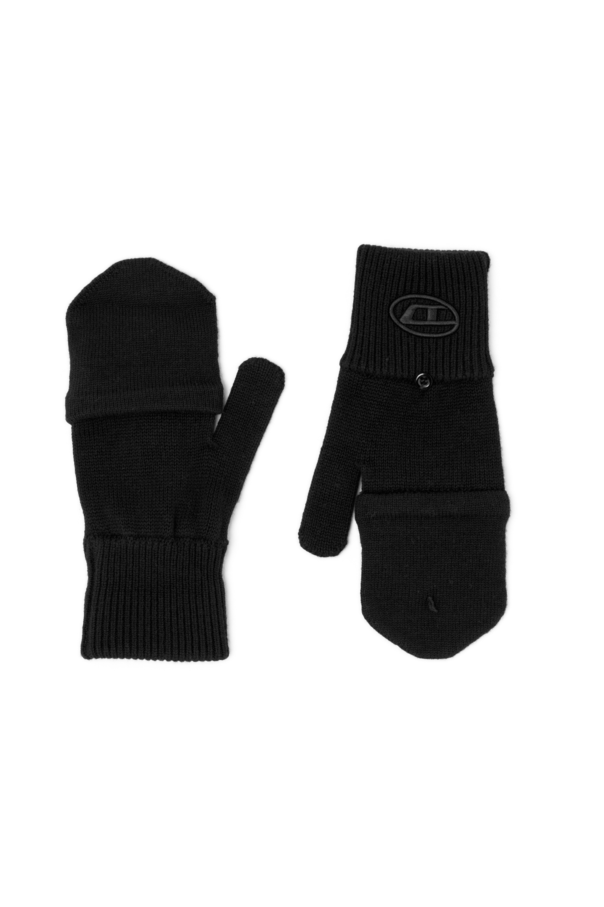 Diesel Unisex Black - Wool-Blend Gloves With Oval D Logo - Gloves Size 01