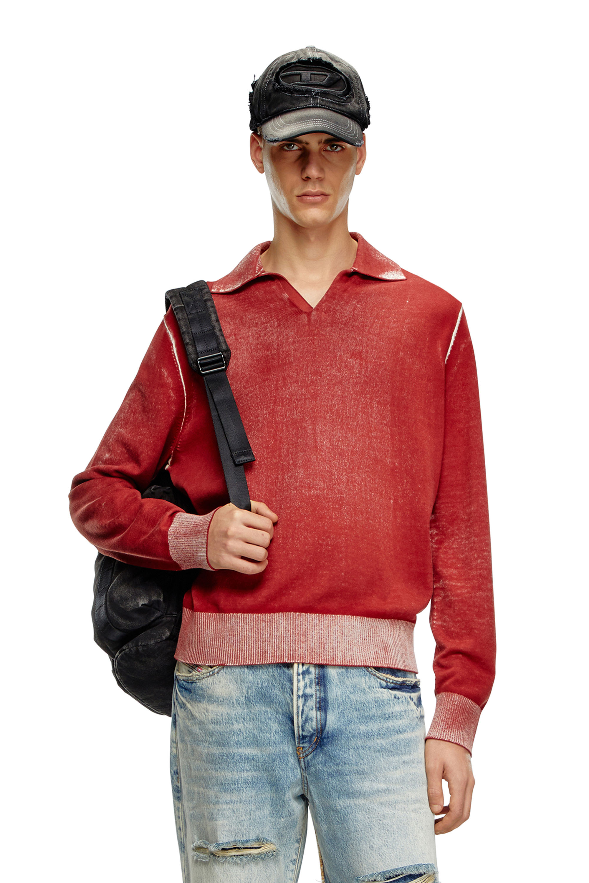 Shop Diesel Reverse-print Polo Jumper In Red