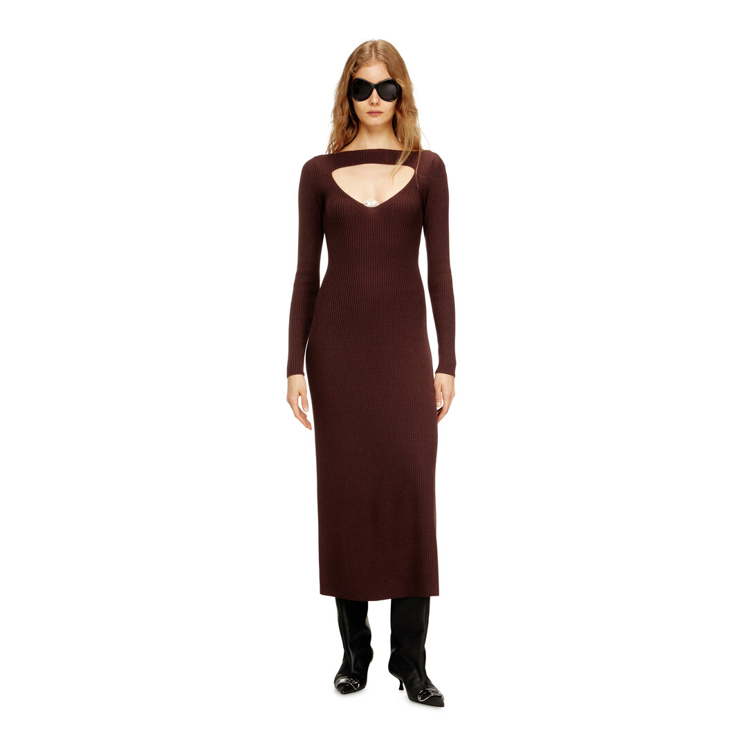 Diesel , Knitted Dresses, Female, Brown, S, Wool Dress M-Oloni - Image 3
