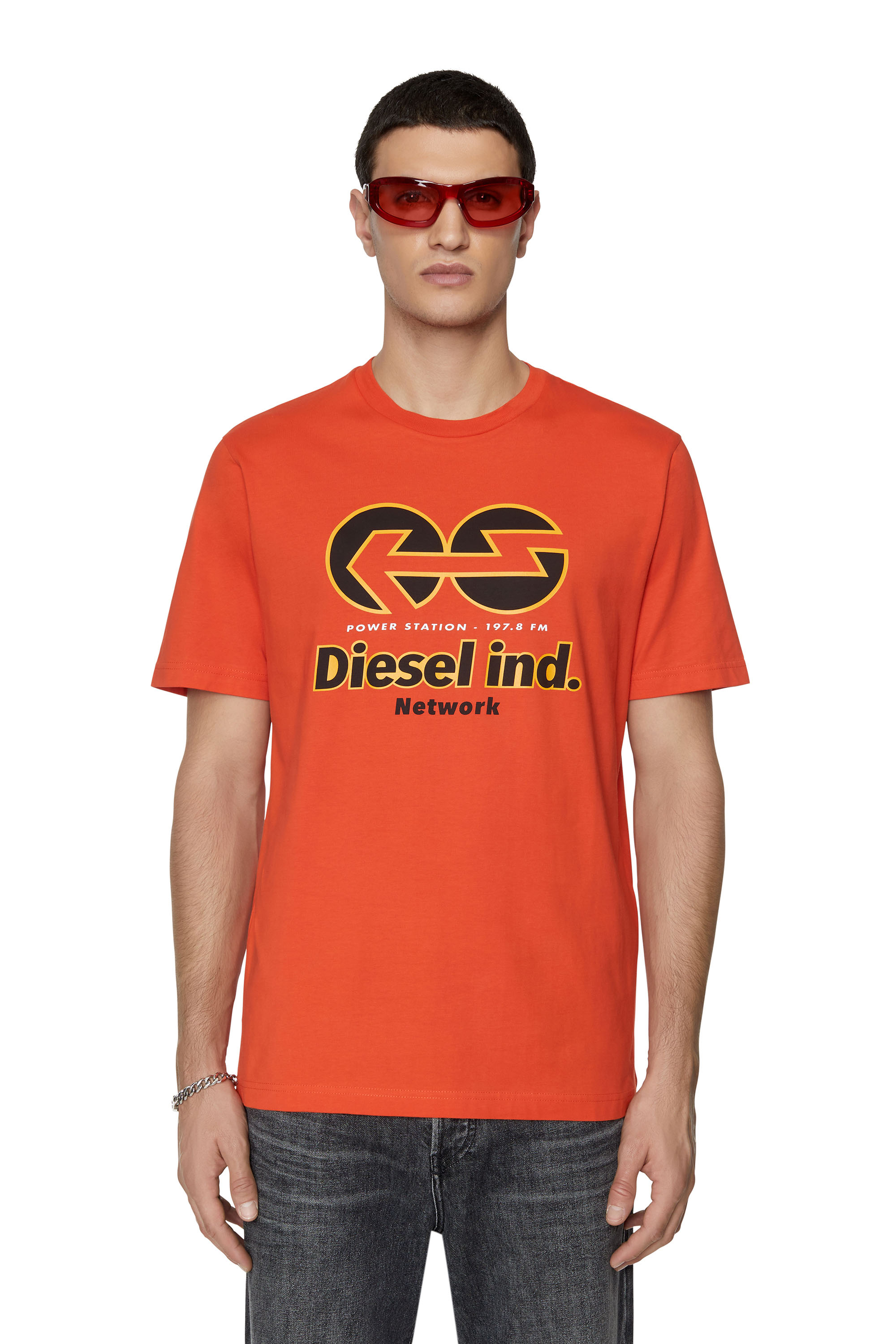 Diesel - T-shirt con stampa Diesel Network - T-Shirts - Uomo - Arancione